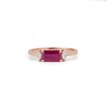 Emerald Cut Ruby Diamond Ring