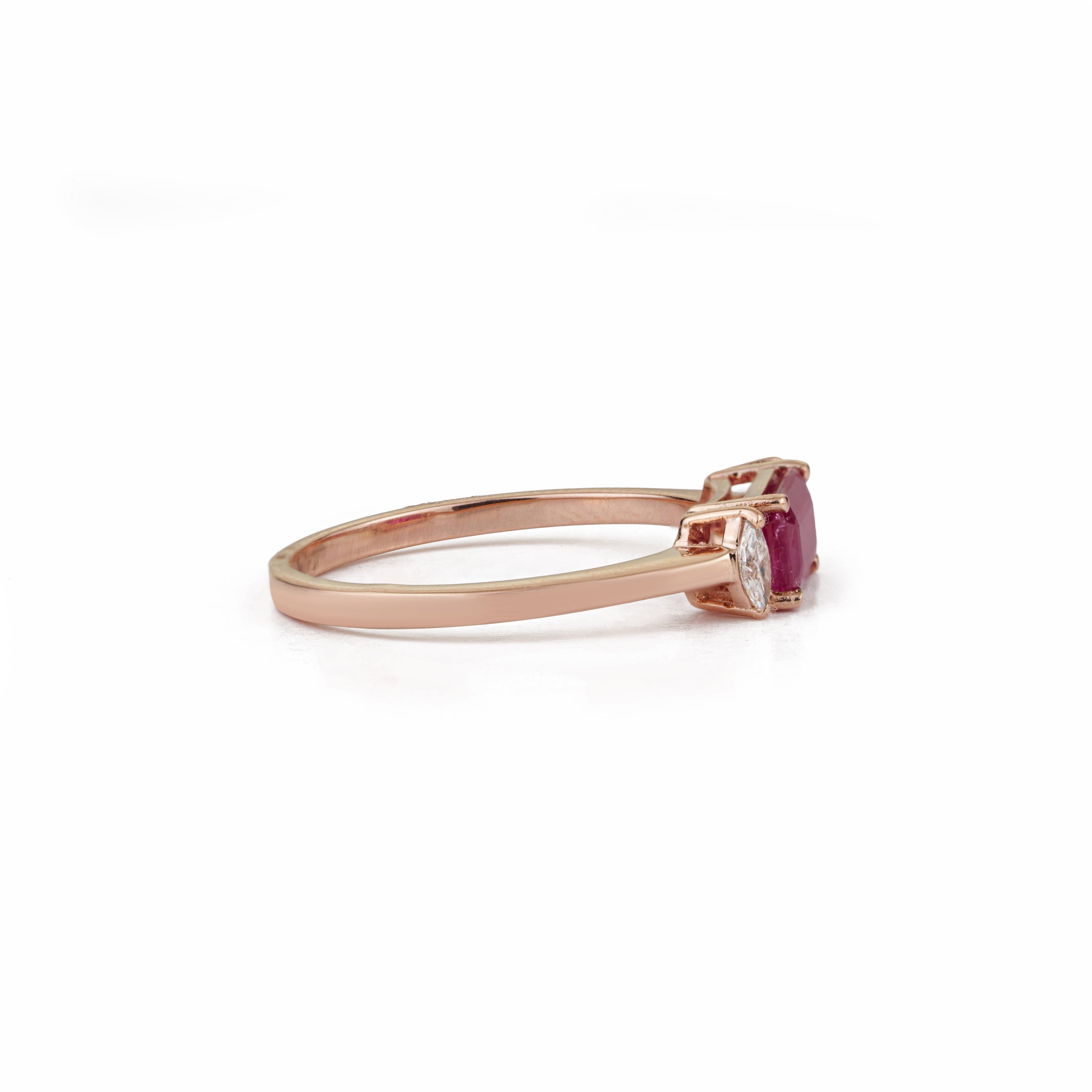 Emerald Cut Ruby Diamond Ring