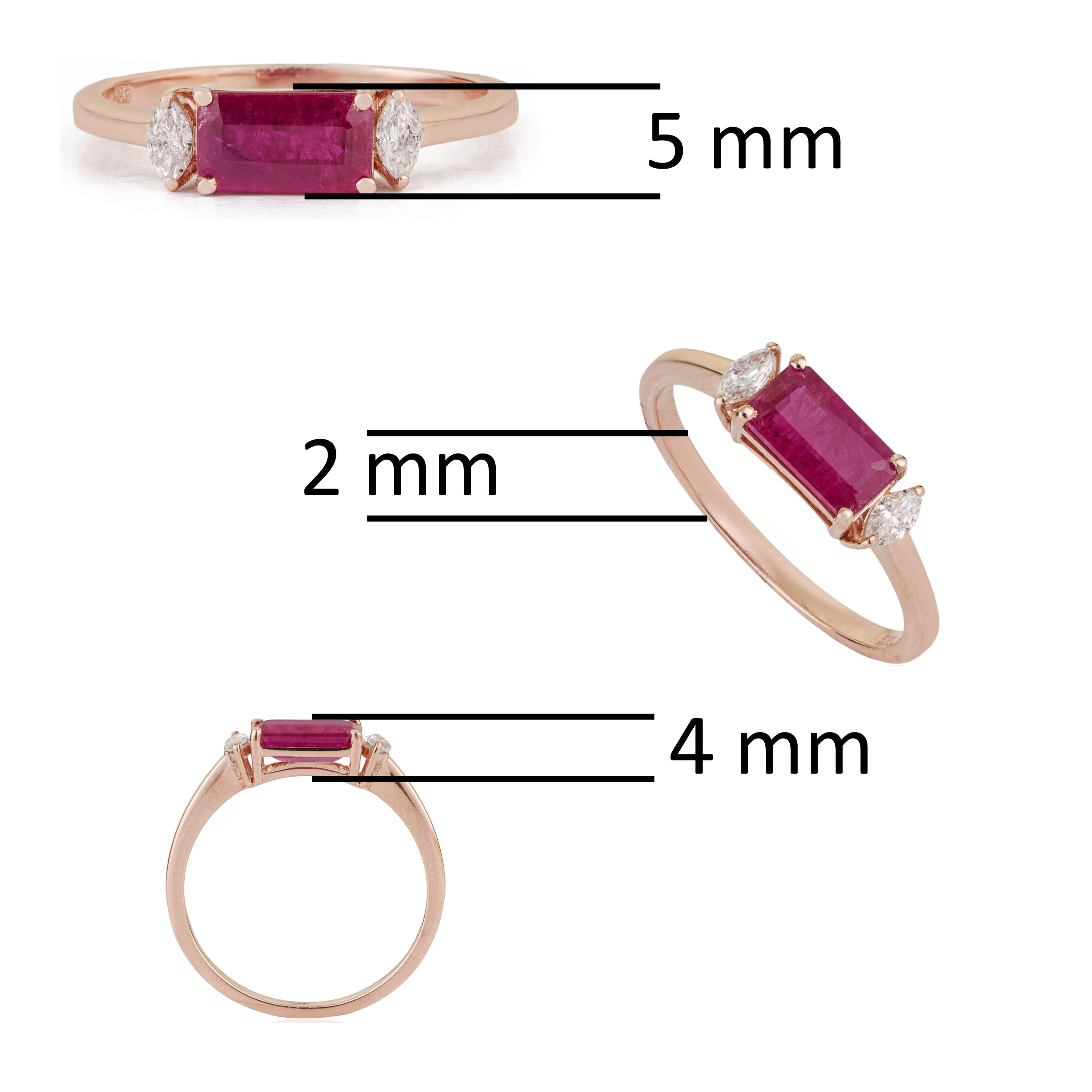 Emerald Cut Ruby Diamond Ring