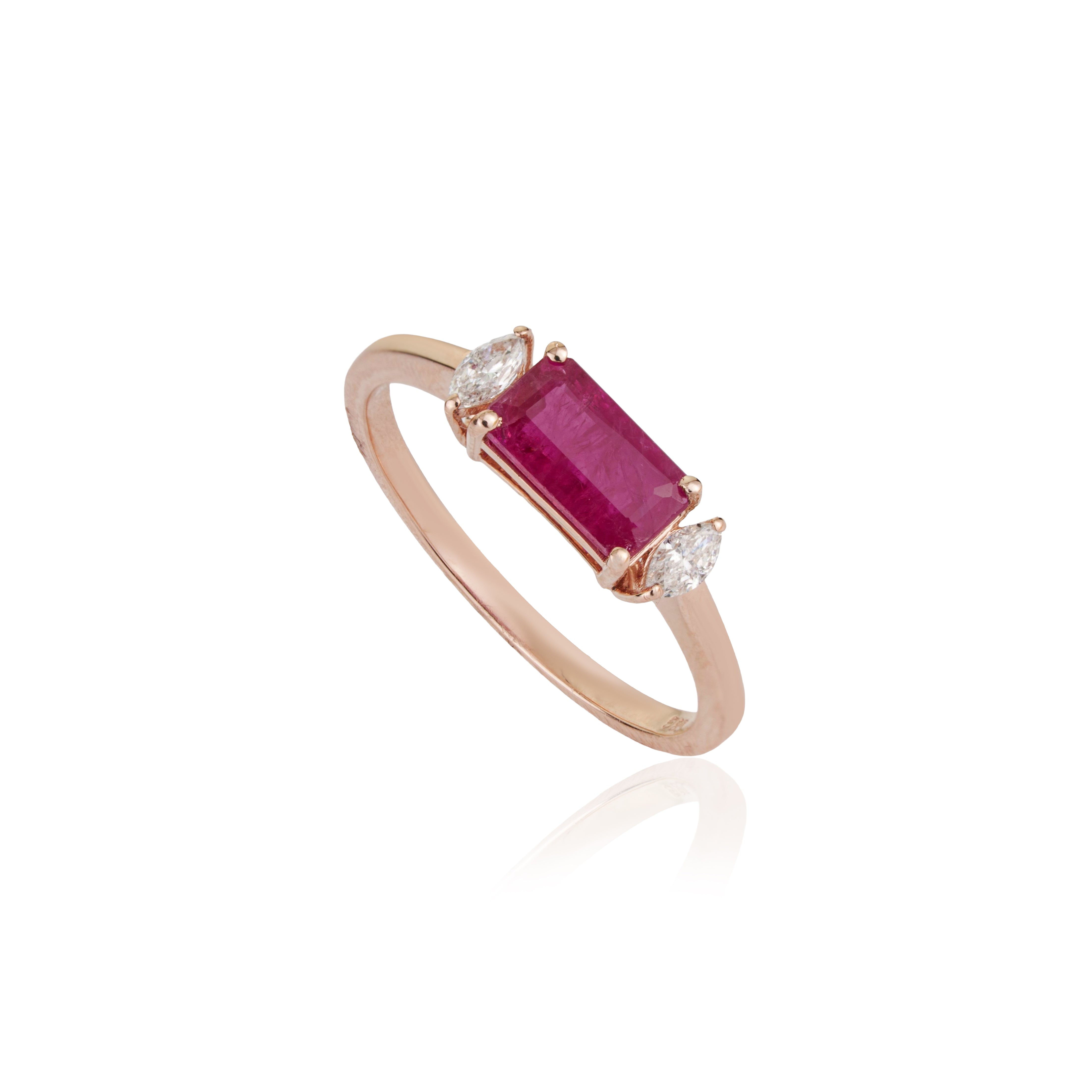 Emerald Cut Ruby Diamond Ring