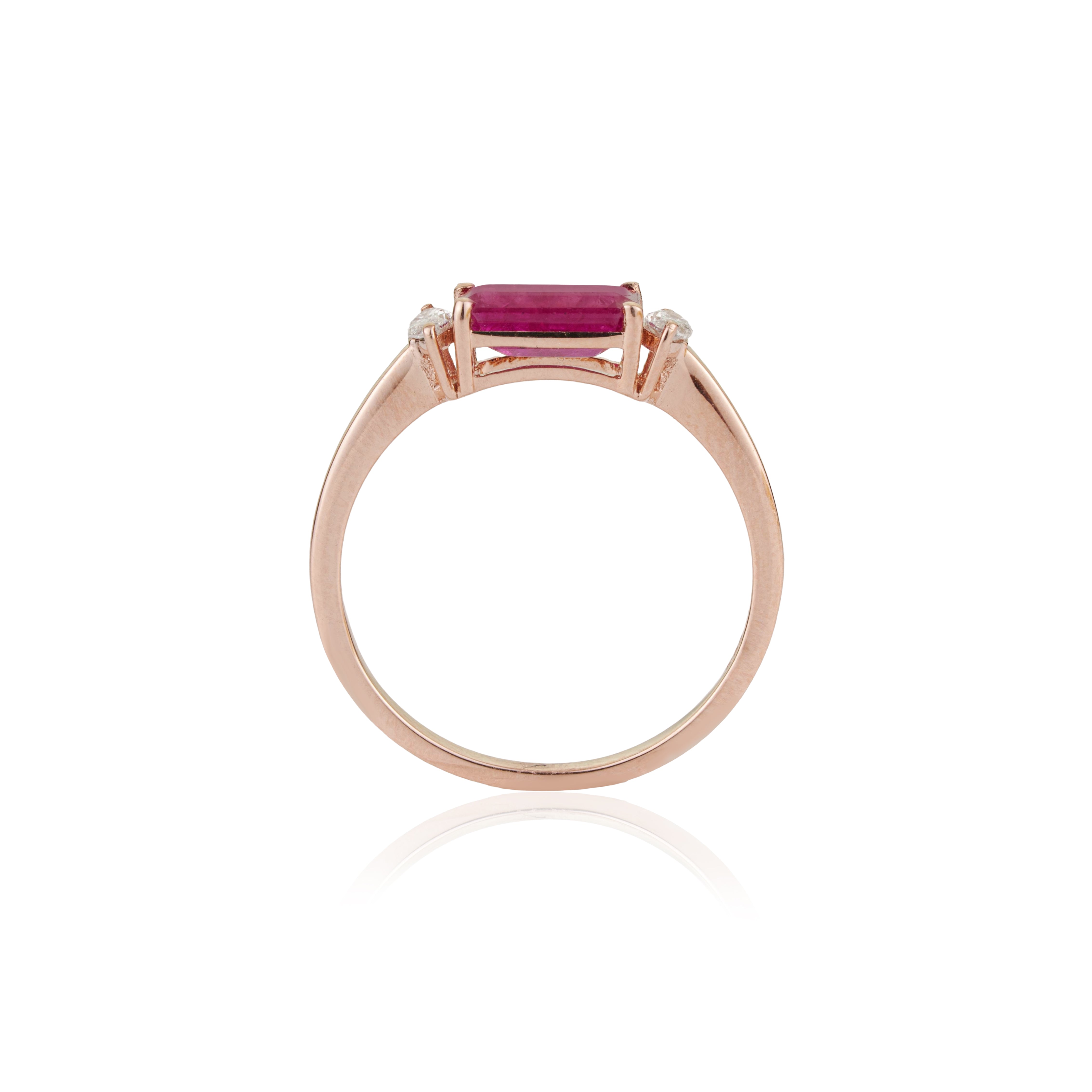 Emerald Cut Ruby Diamond Ring