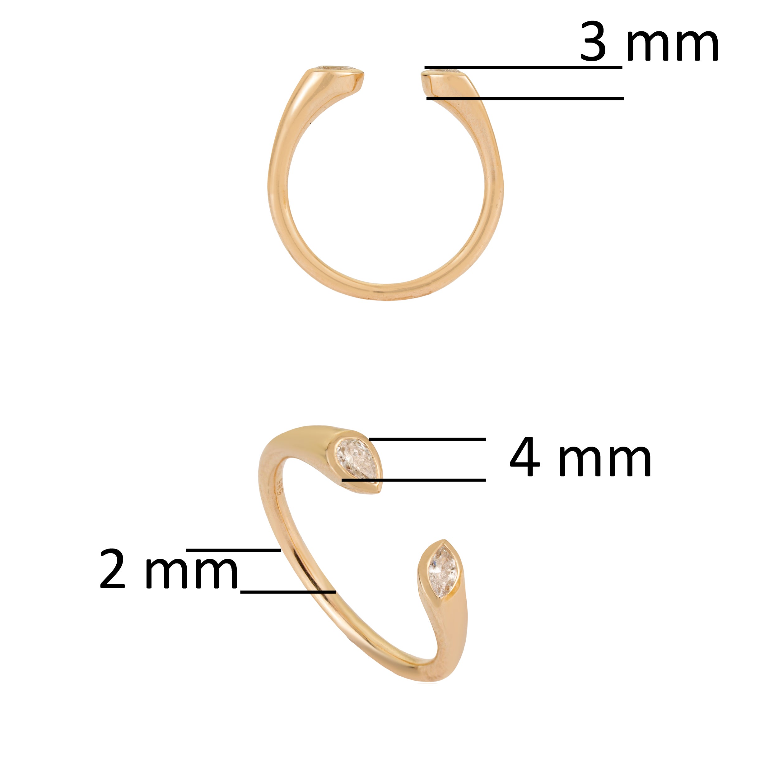 Pear Diamond Open Ring