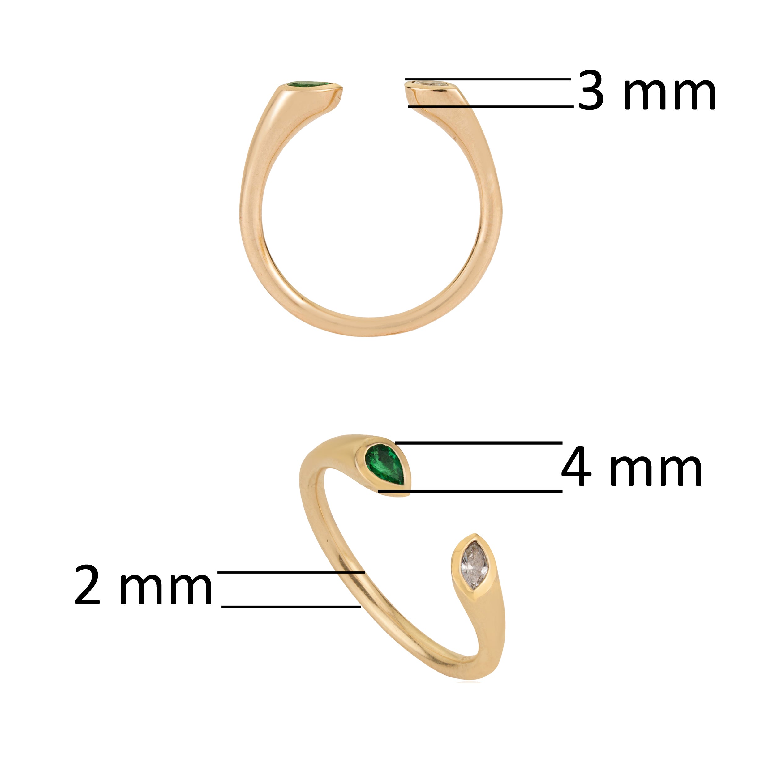 Emerald Diamond Open Ring
