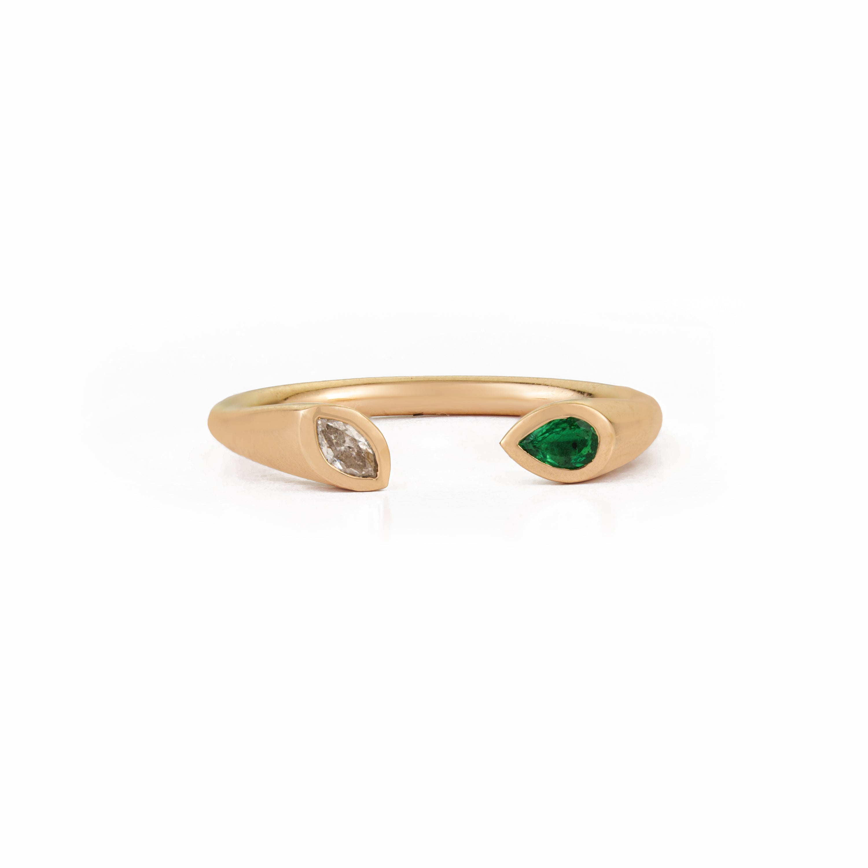 Emerald Diamond Open Ring