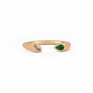 Emerald Diamond Open Ring