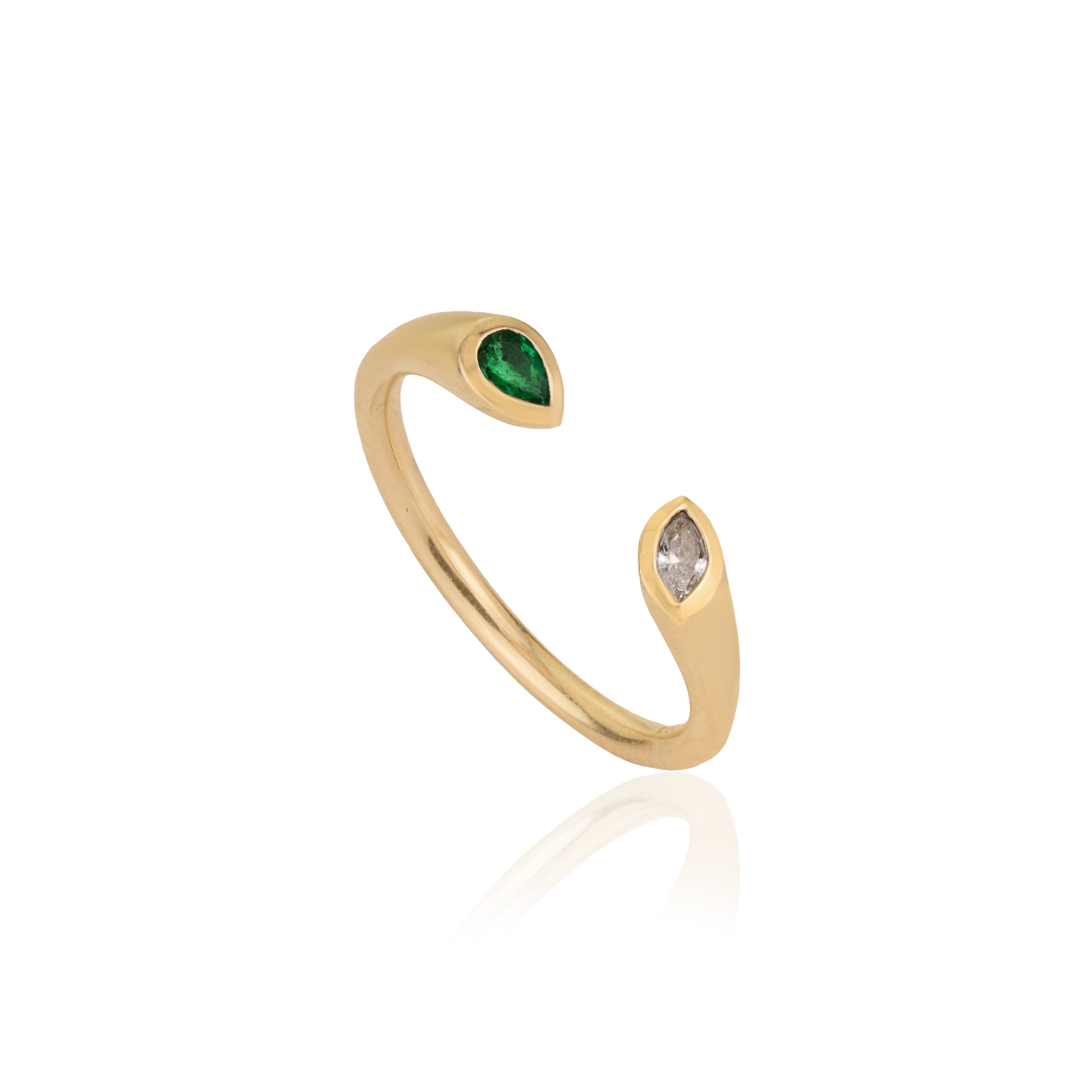 Emerald Diamond Open Ring