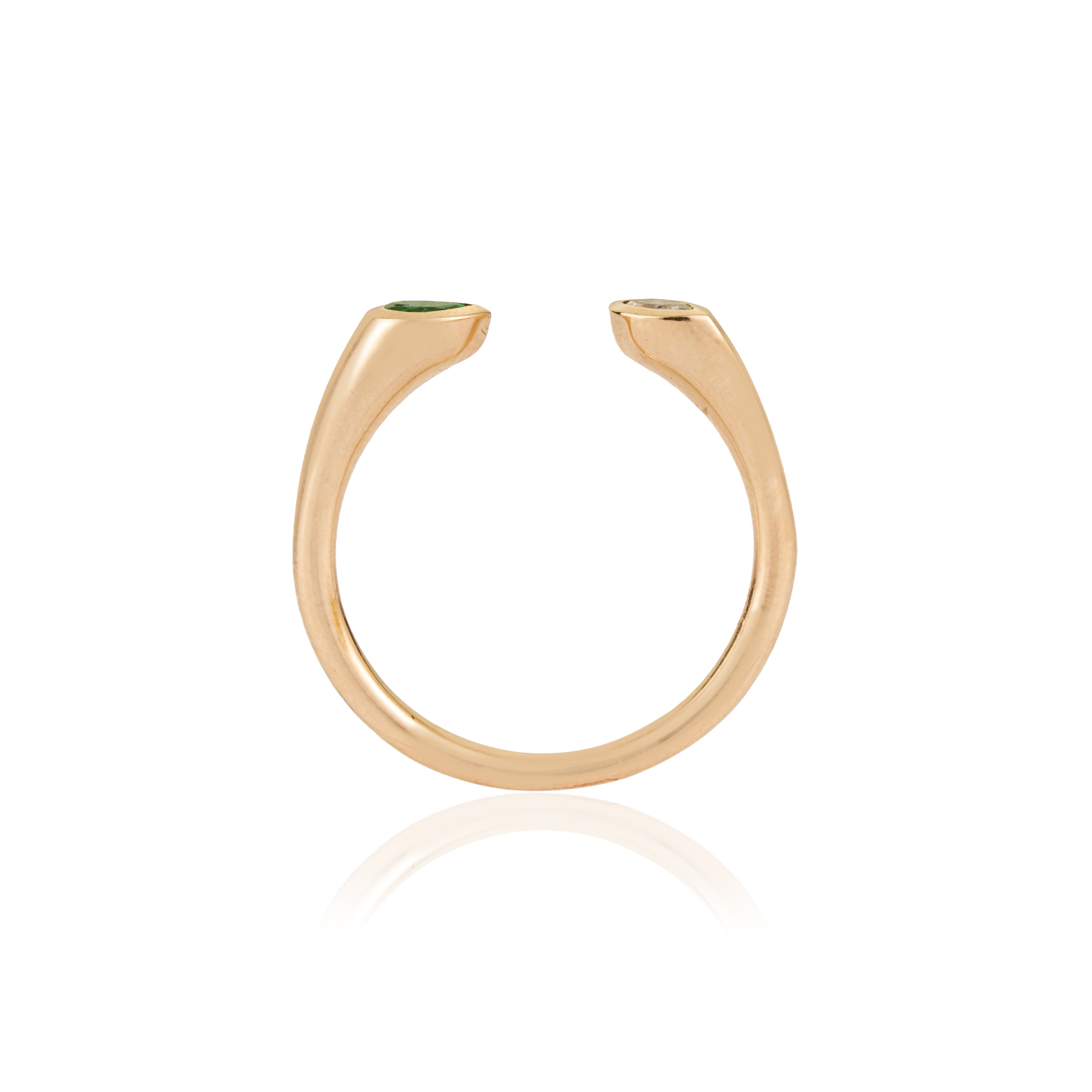 Emerald Diamond Open Ring