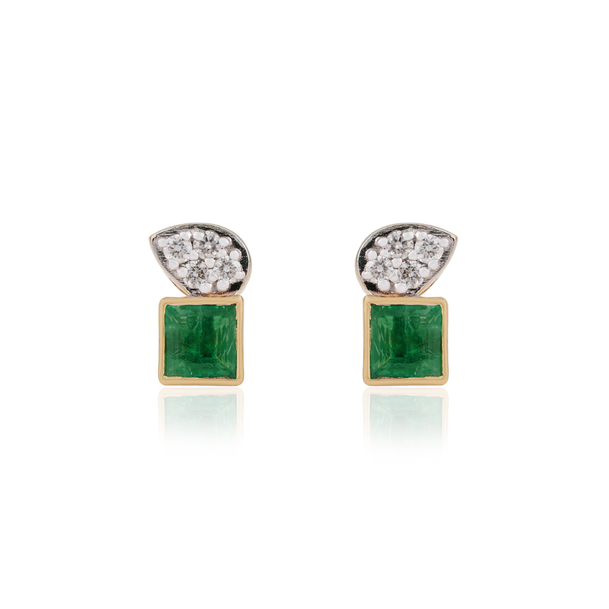 Emerald & Diamond Stud Earrings