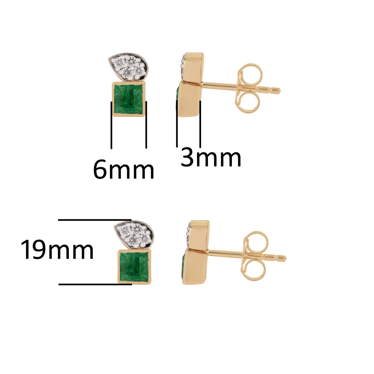 Emerald & Diamond Stud Earrings
