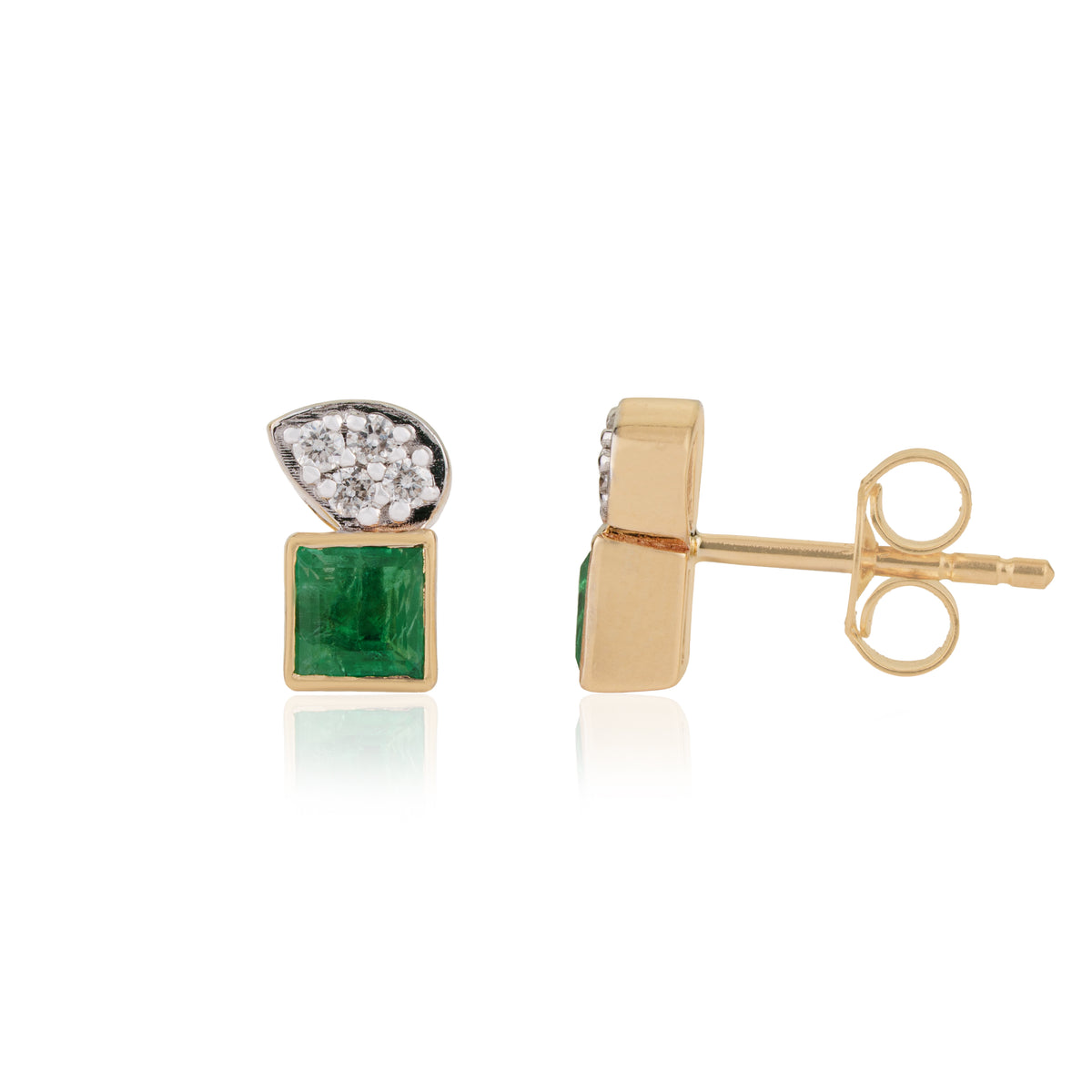 Emerald & Diamond Stud Earrings