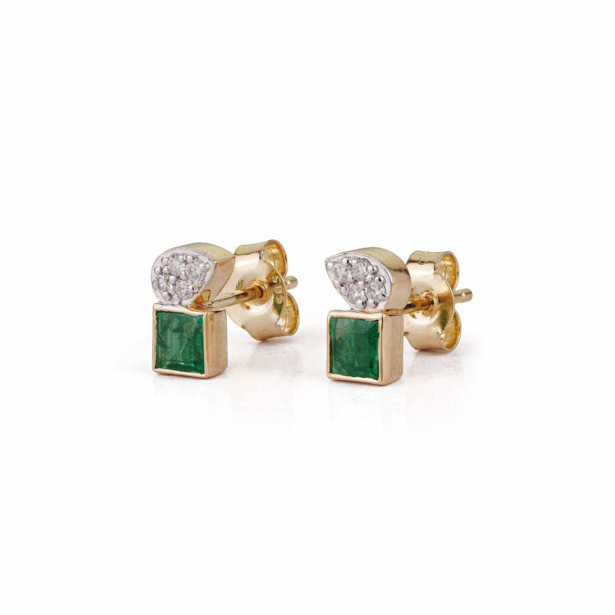 Emerald & Diamond Stud Earrings