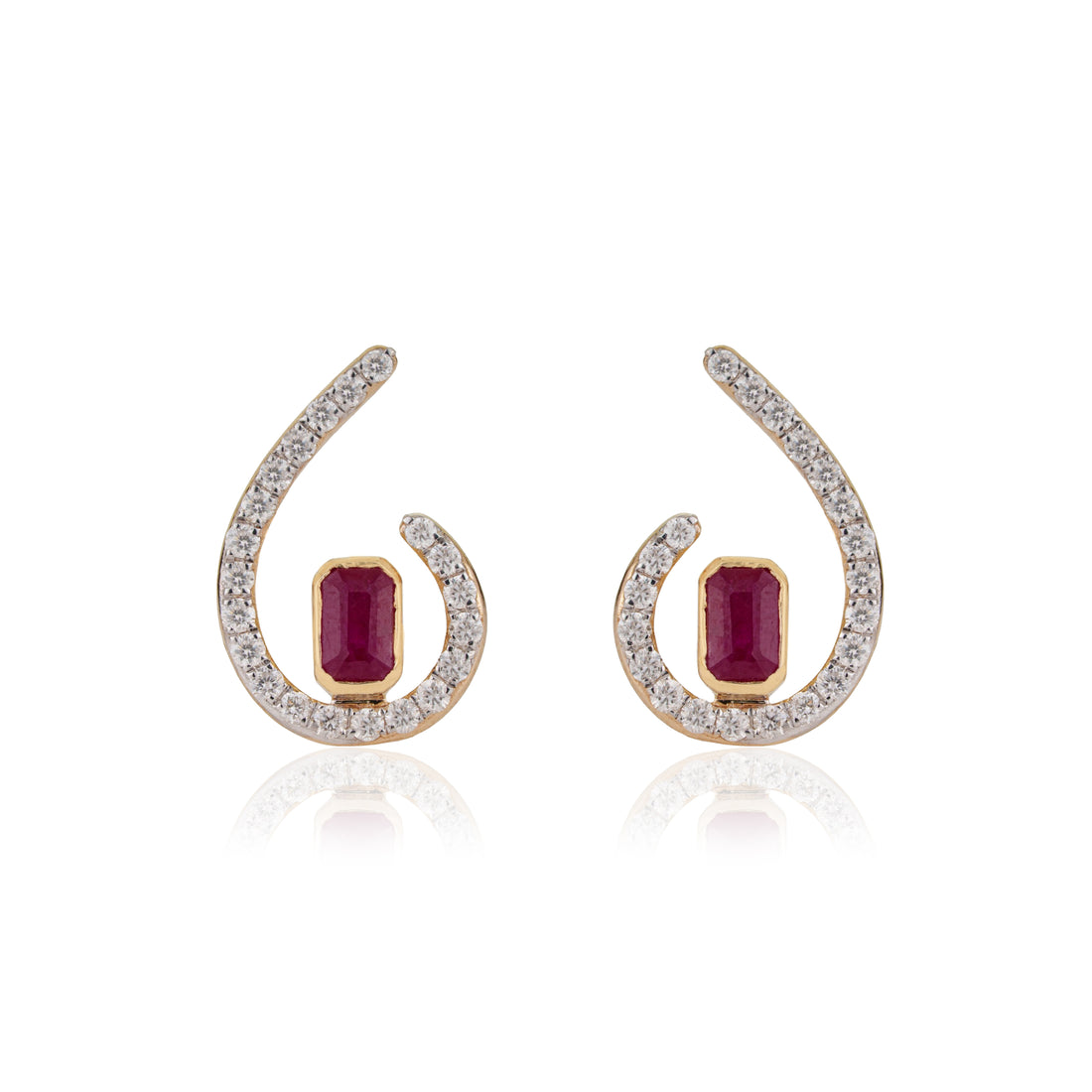 Ruby Diamond Swirl Earrings
