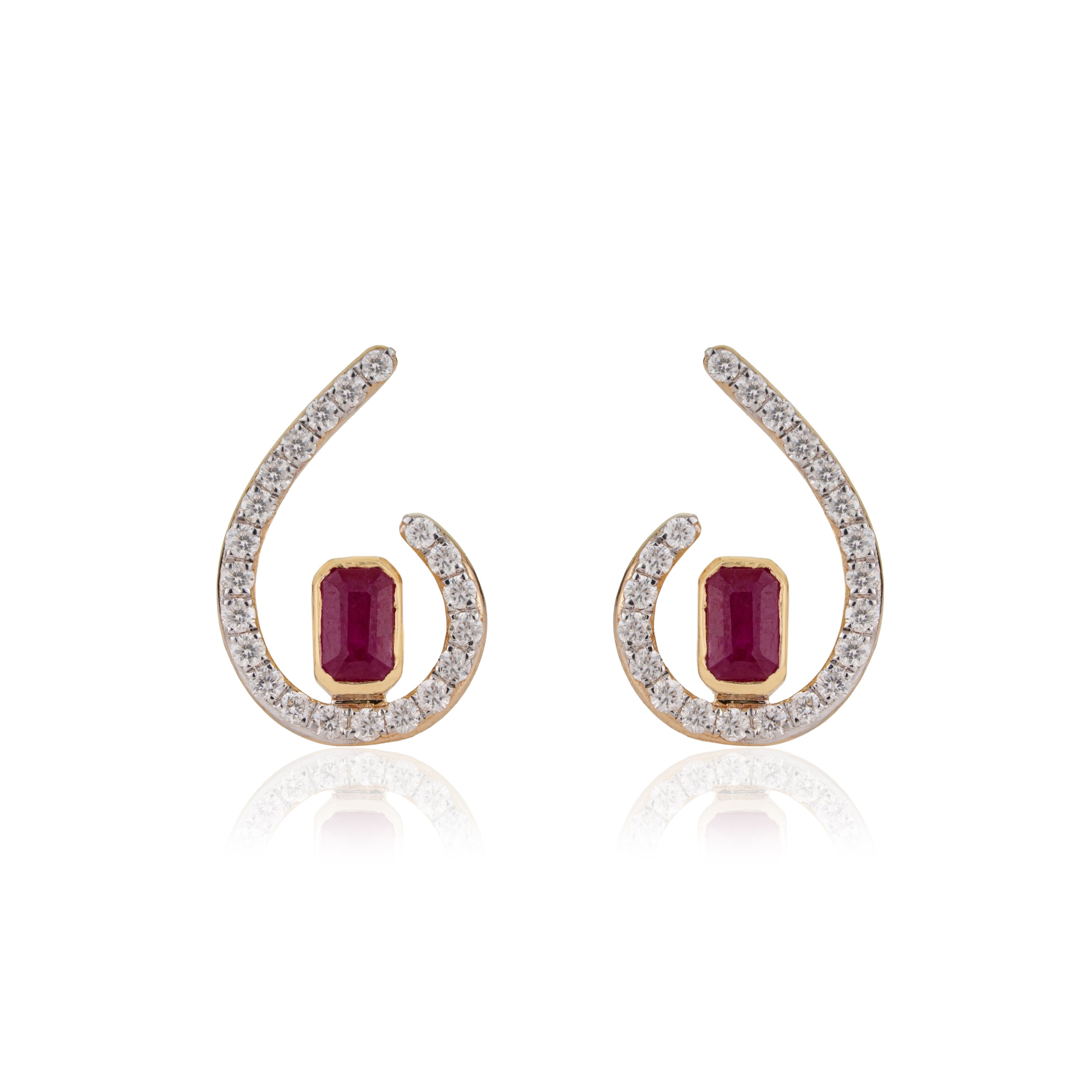 Ruby Diamond Swirl Earrings