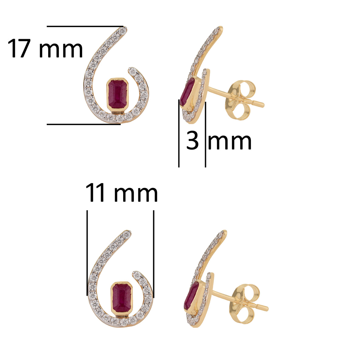 Ruby Diamond Swirl Earrings