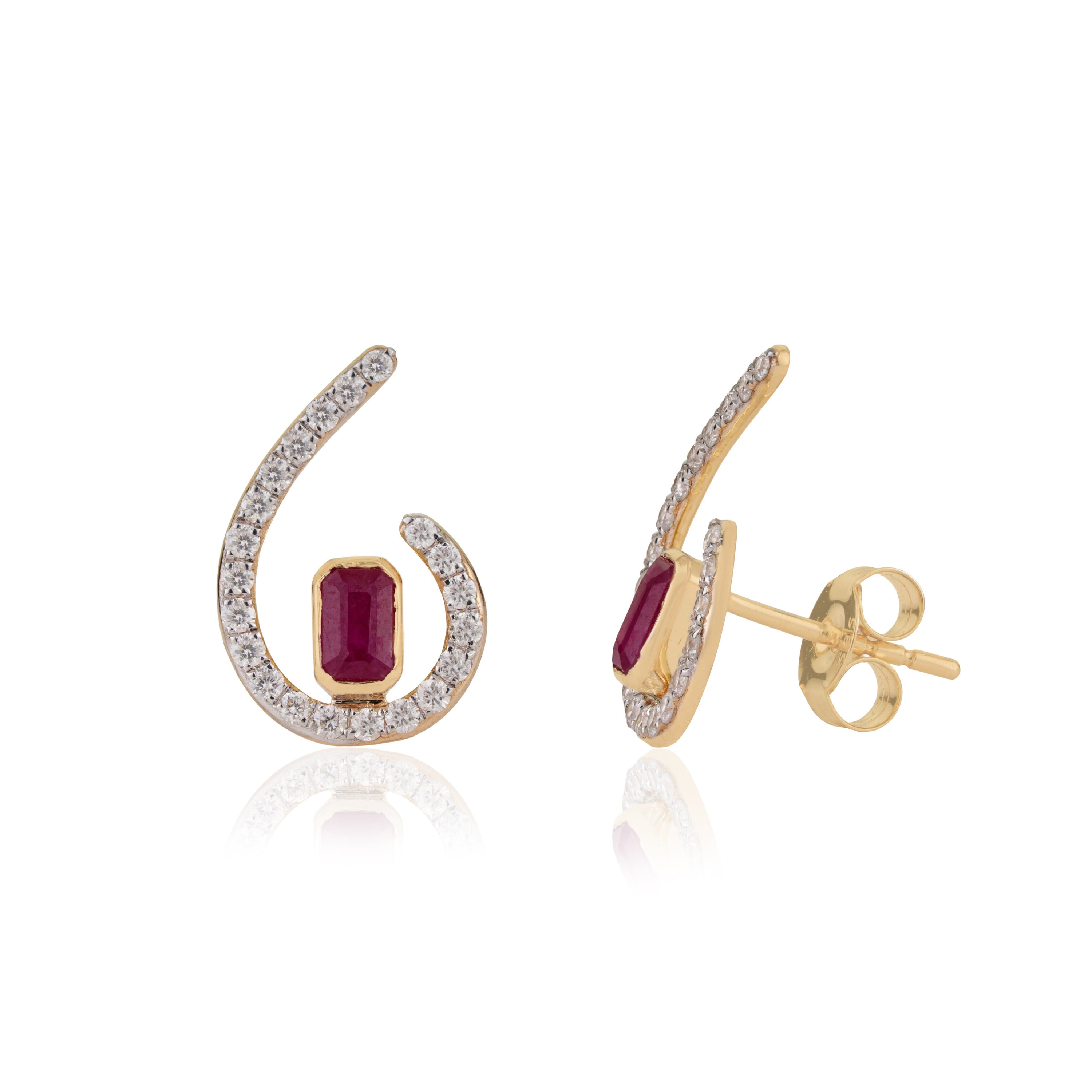 Ruby Diamond Swirl Earrings