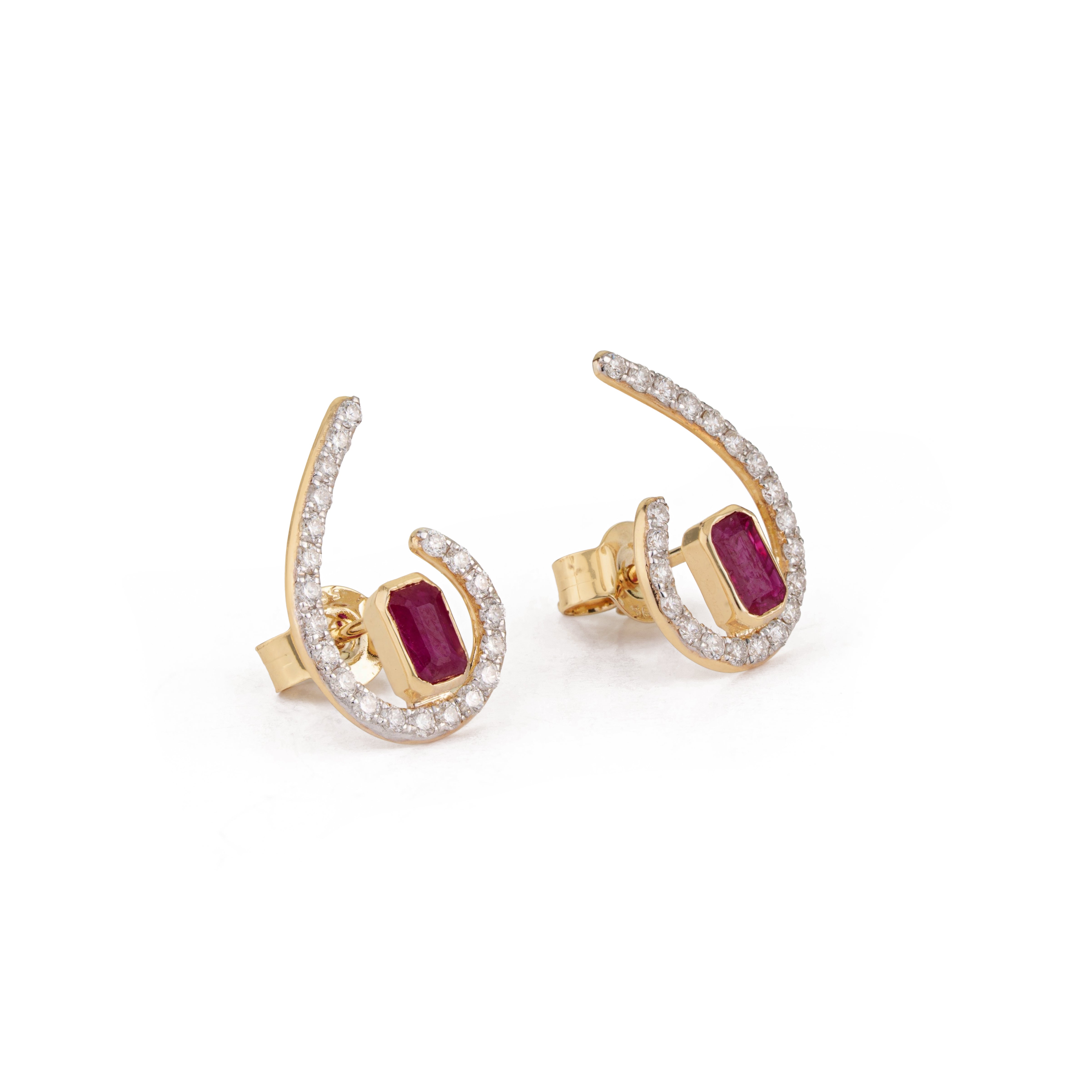 Ruby Diamond Swirl Earrings
