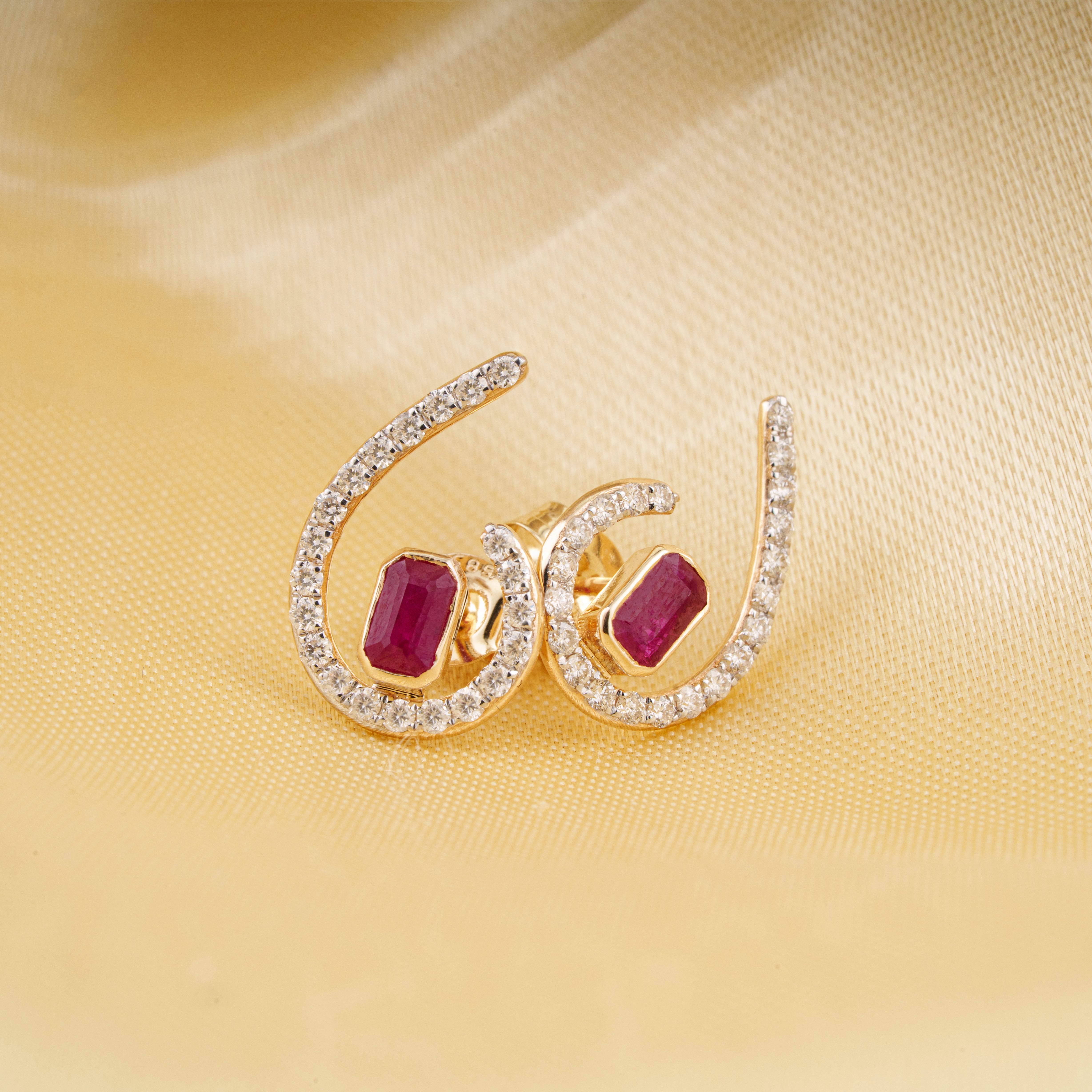 Ruby Diamond Swirl Earrings