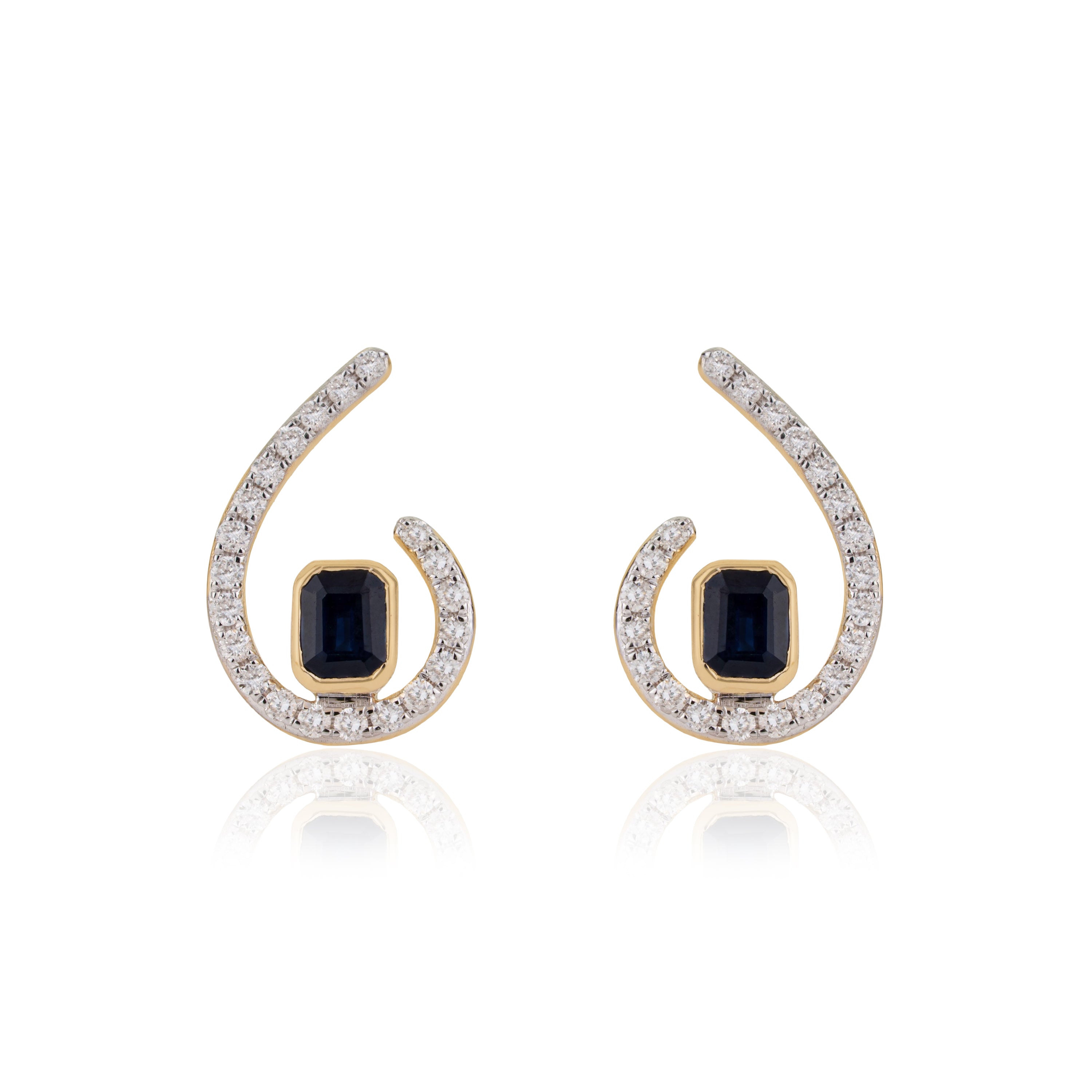 Blue Sapphire & Diamond Stud Earring