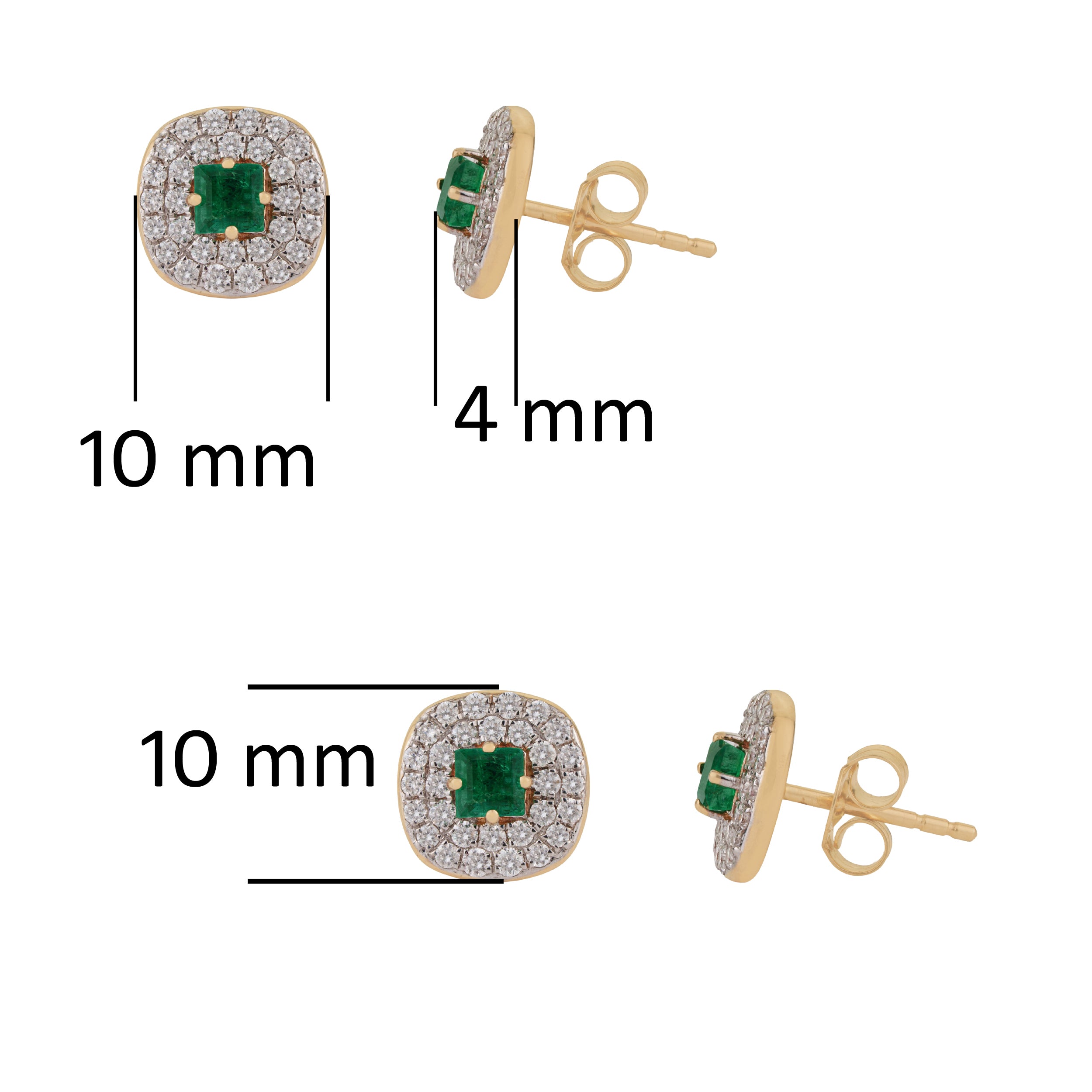 Emerald & Diamond Halo Stud Earring