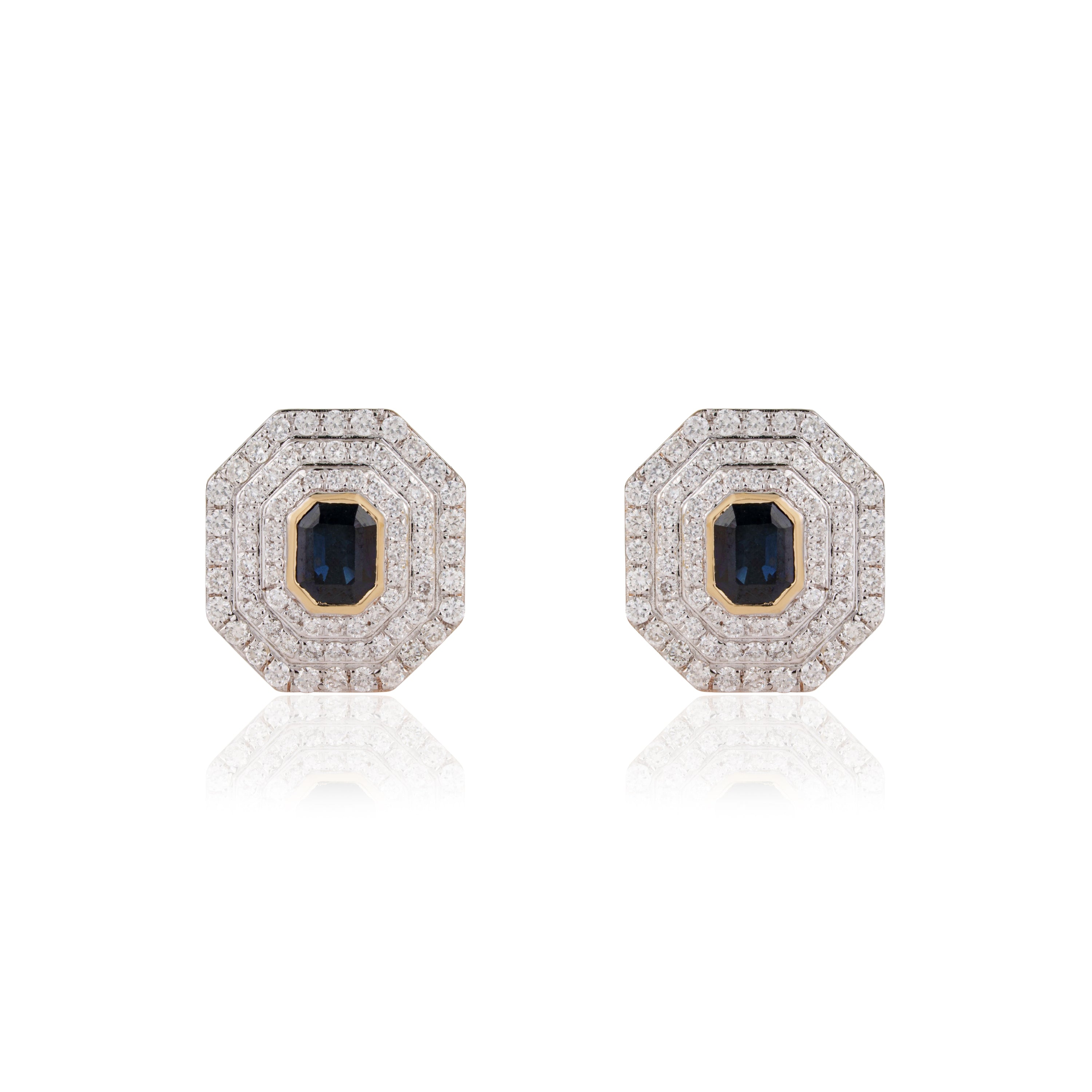 Sapphire Diamond Halo Stud Earrings