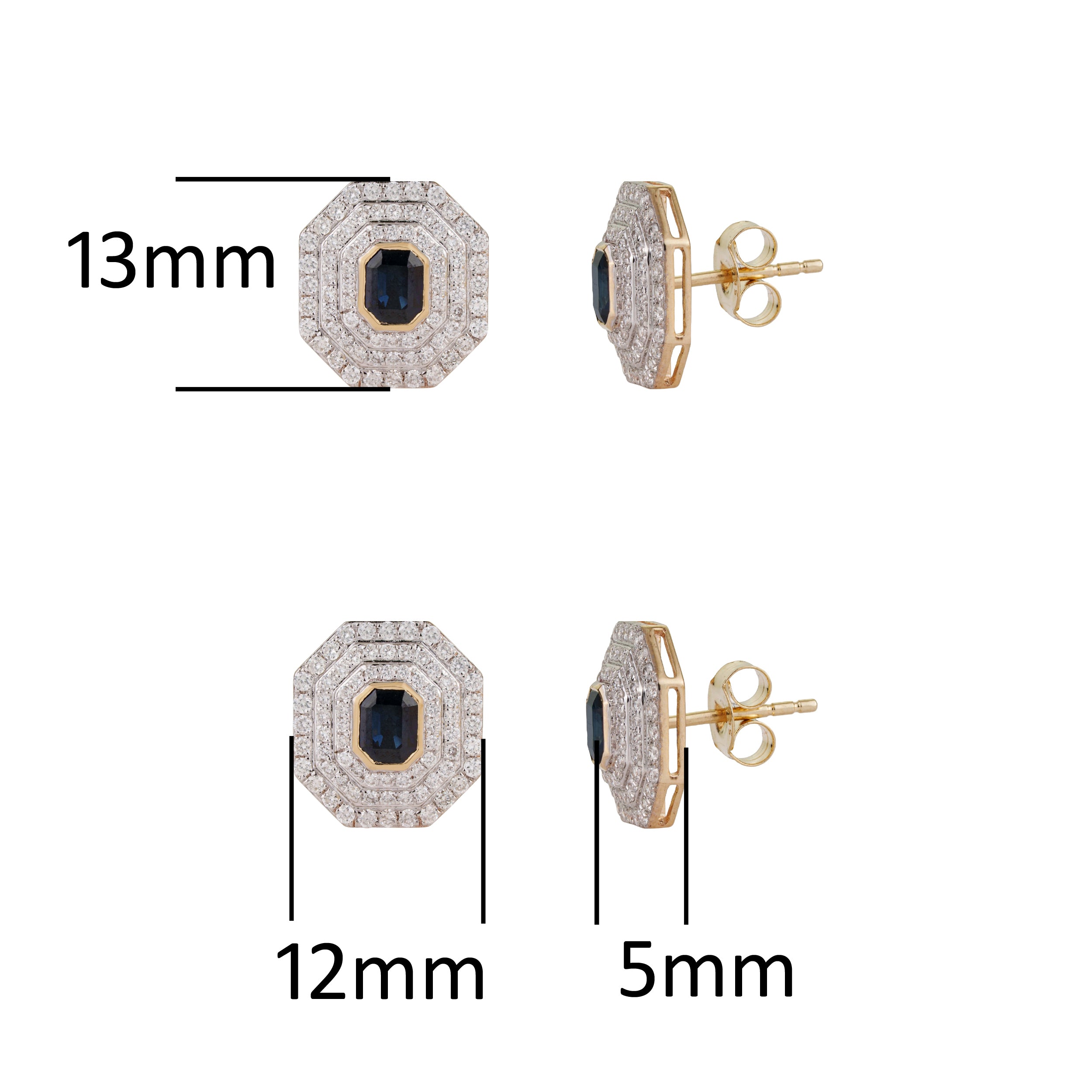 Sapphire Diamond Halo Stud Earrings