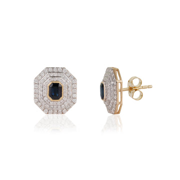 Sapphire Diamond Halo Stud Earrings
