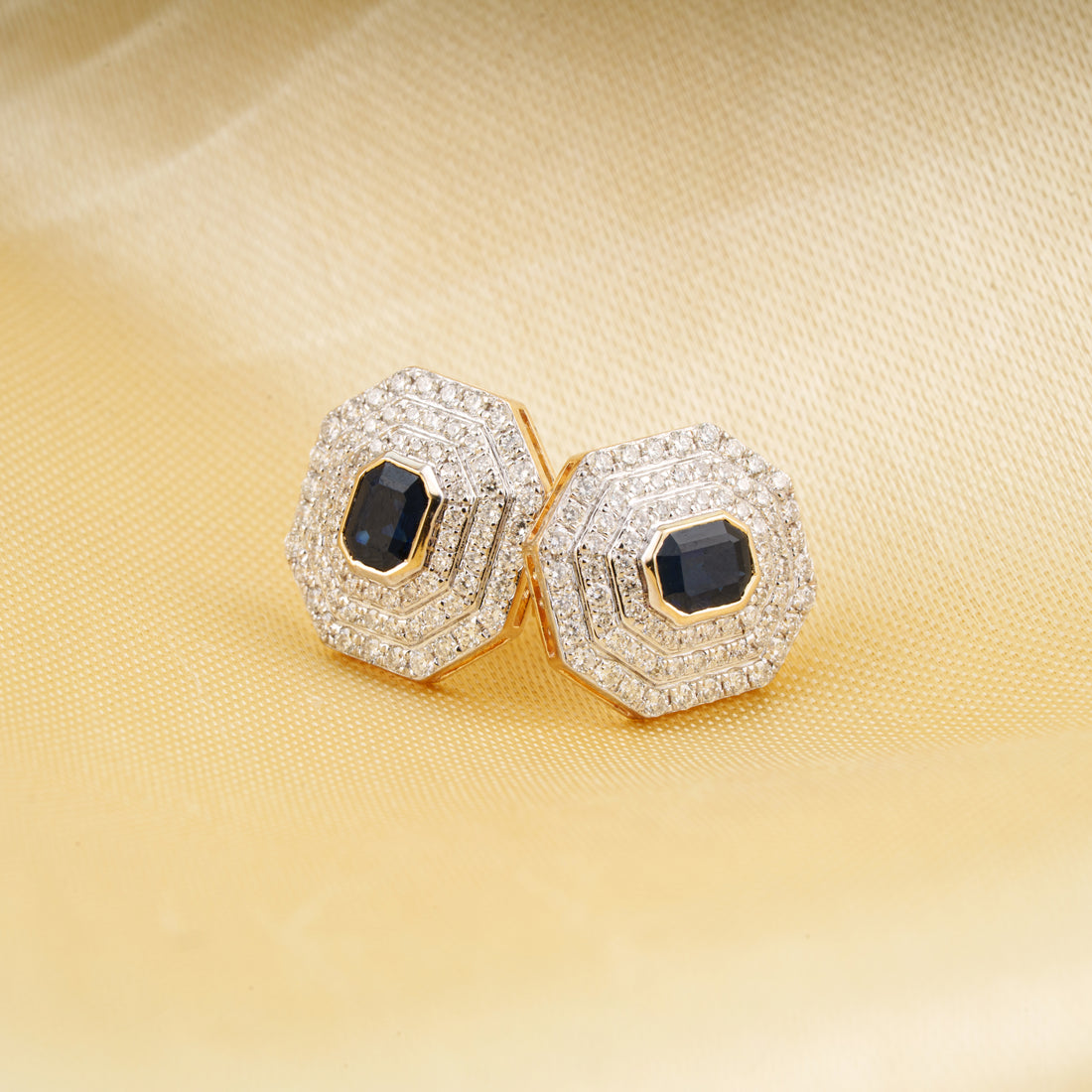 Sapphire Diamond Halo Stud Earrings