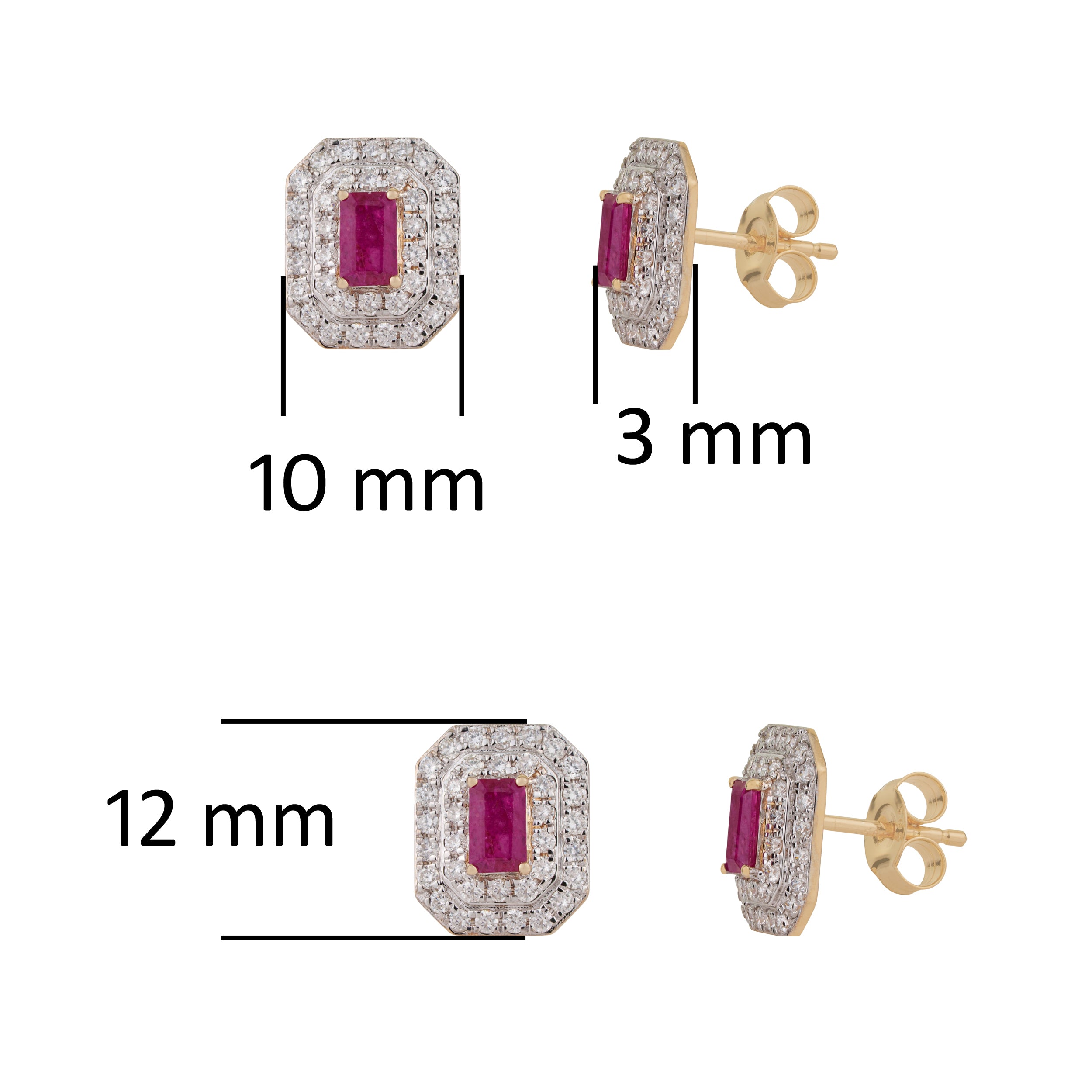 Ruby Diamond Halo Stud Earring