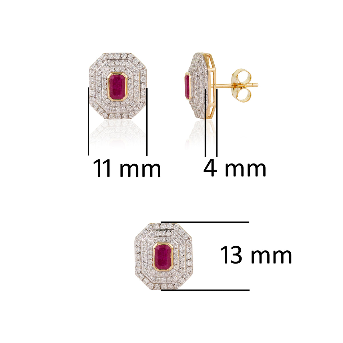 Ruby Diamond Halo Stud Earring