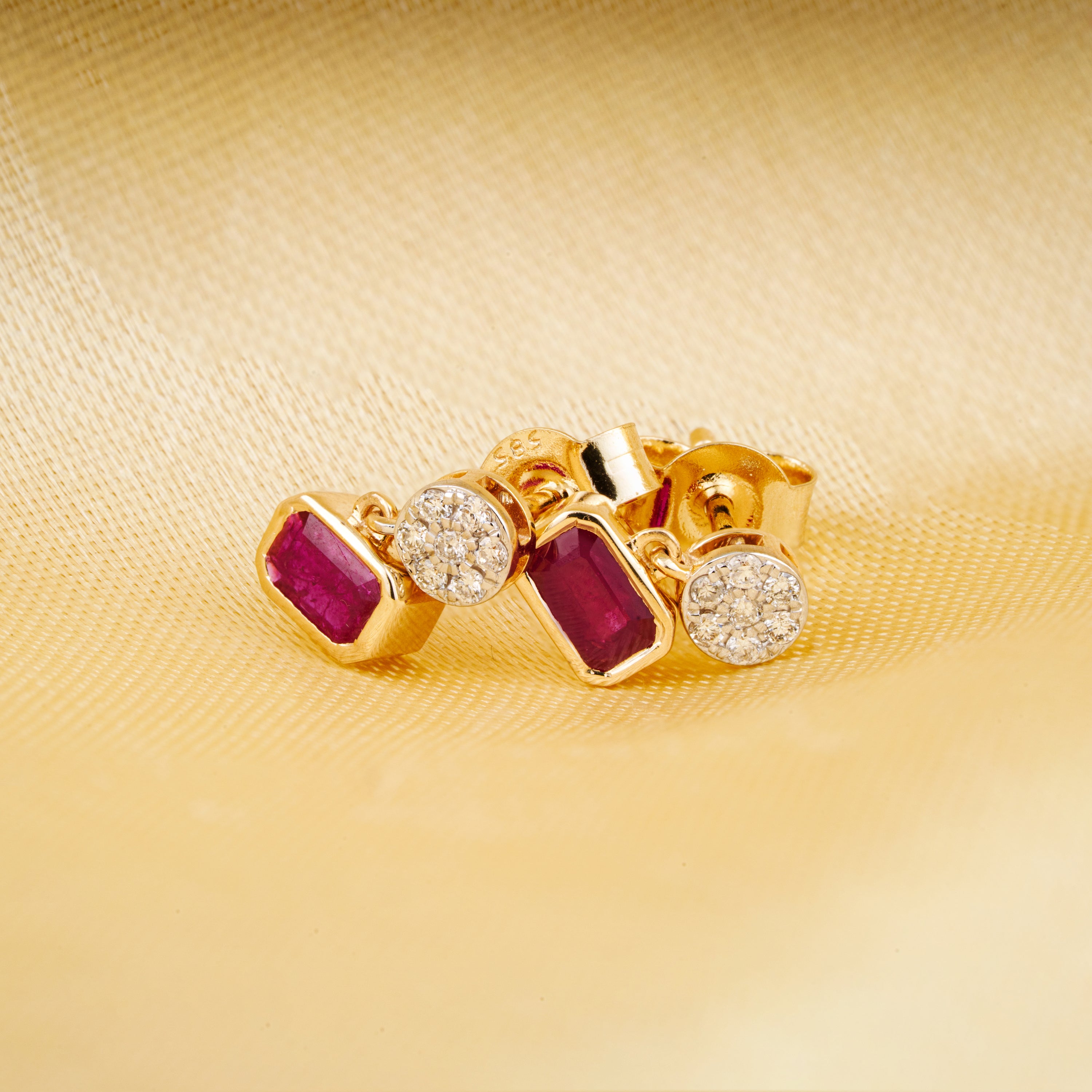 Ruby Diamond Drop Earrings