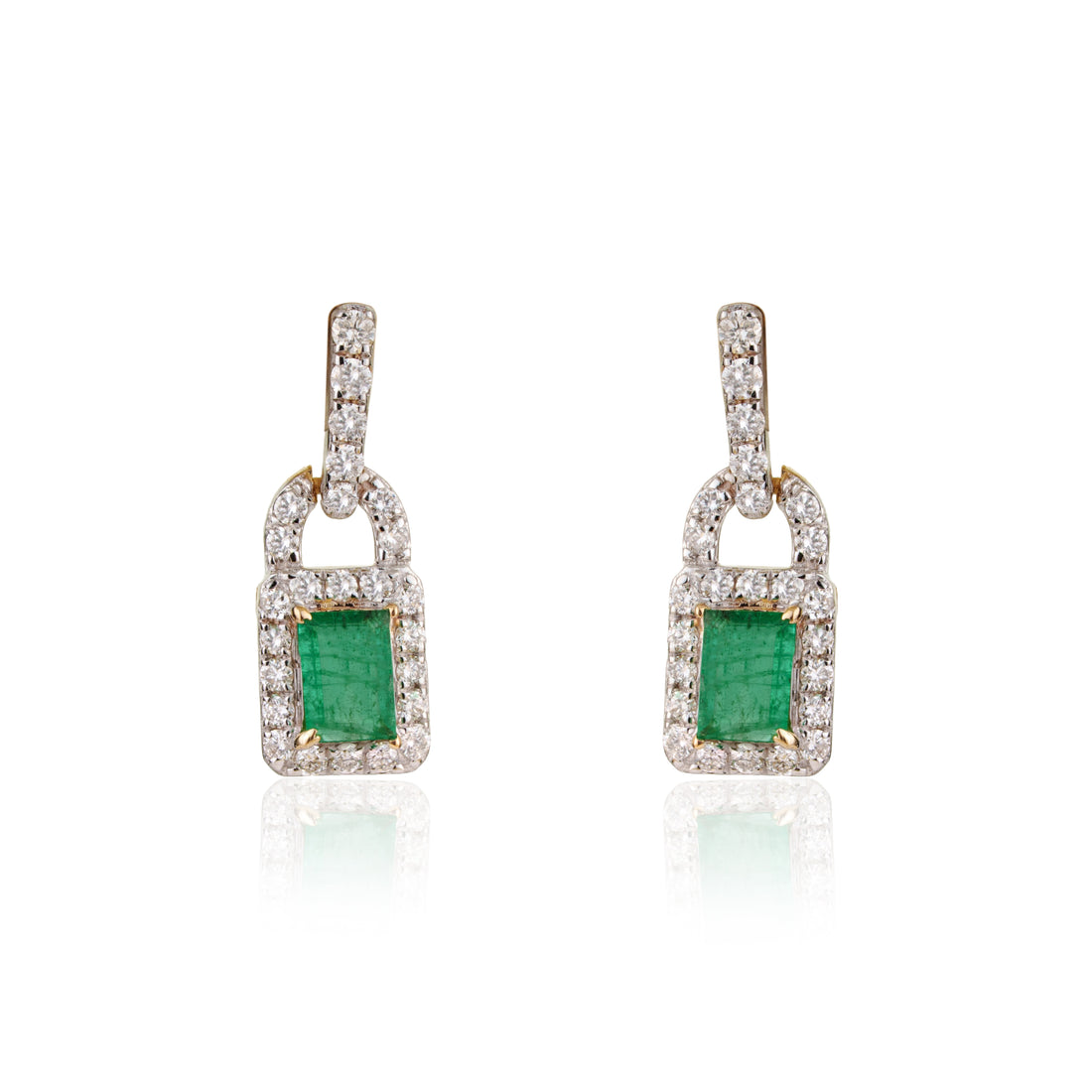 Emerald & Diamond stud Earring