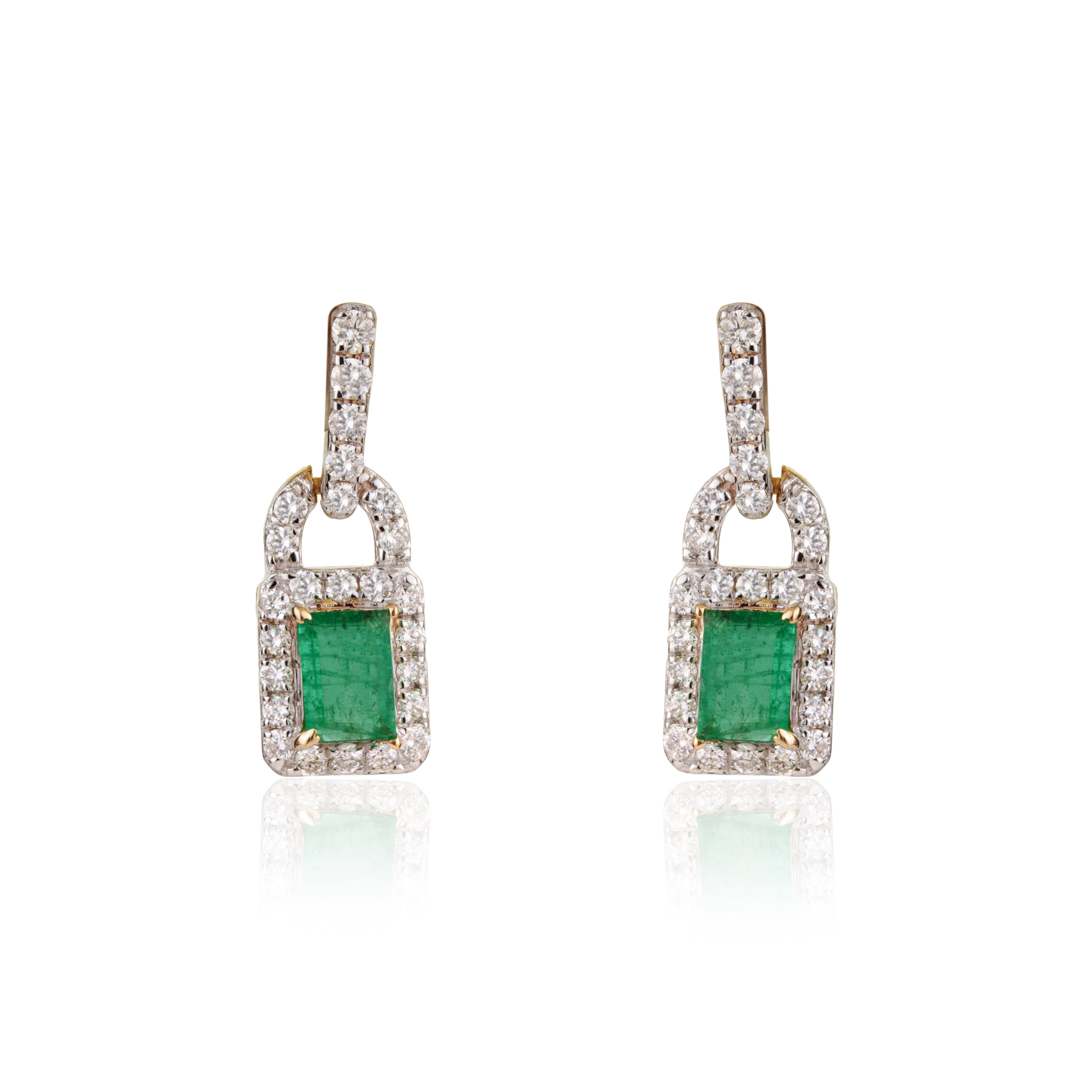 Emerald & Diamond stud Earring