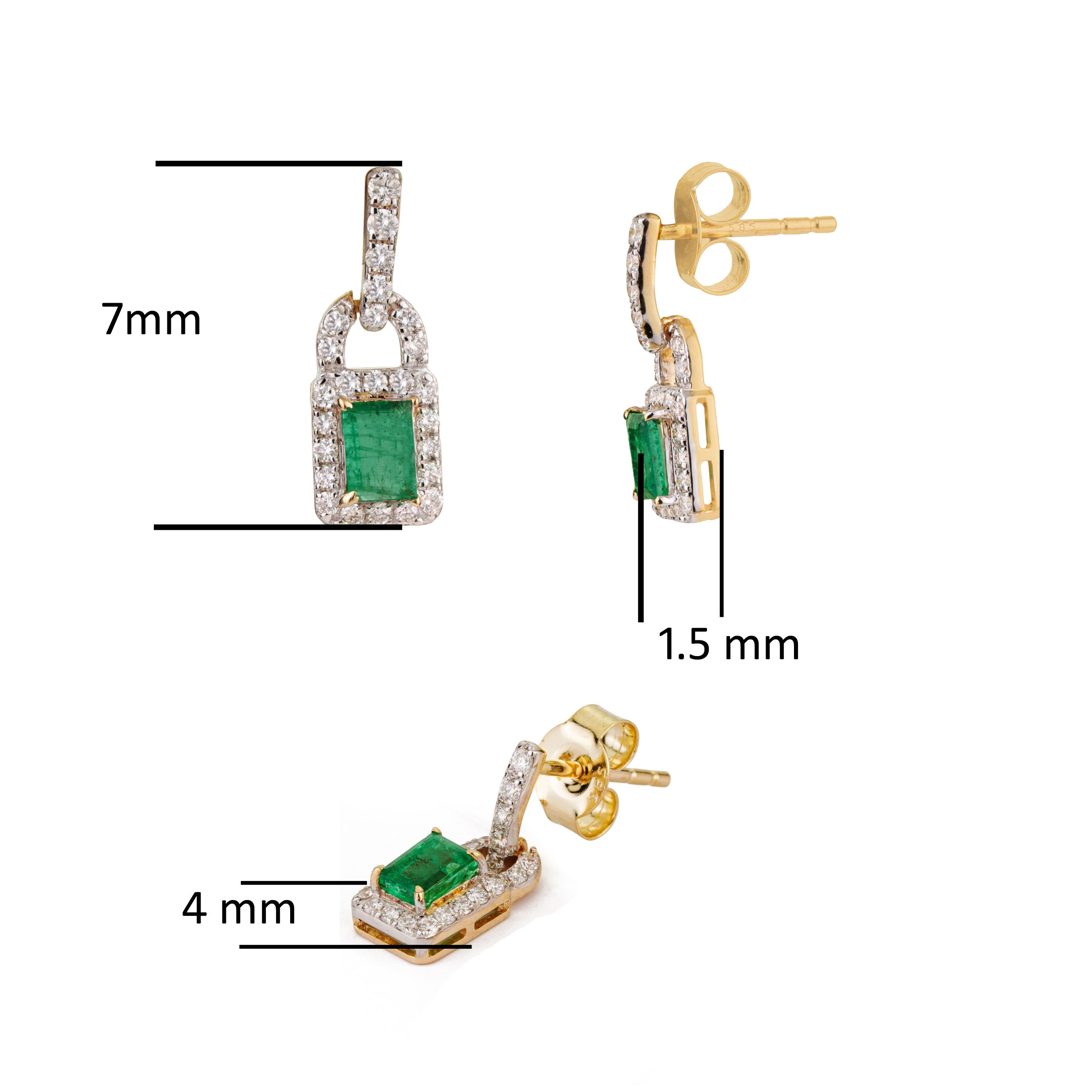 Emerald & Diamond stud Earring