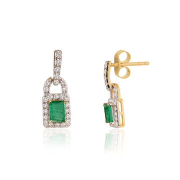 Emerald & Diamond stud Earring