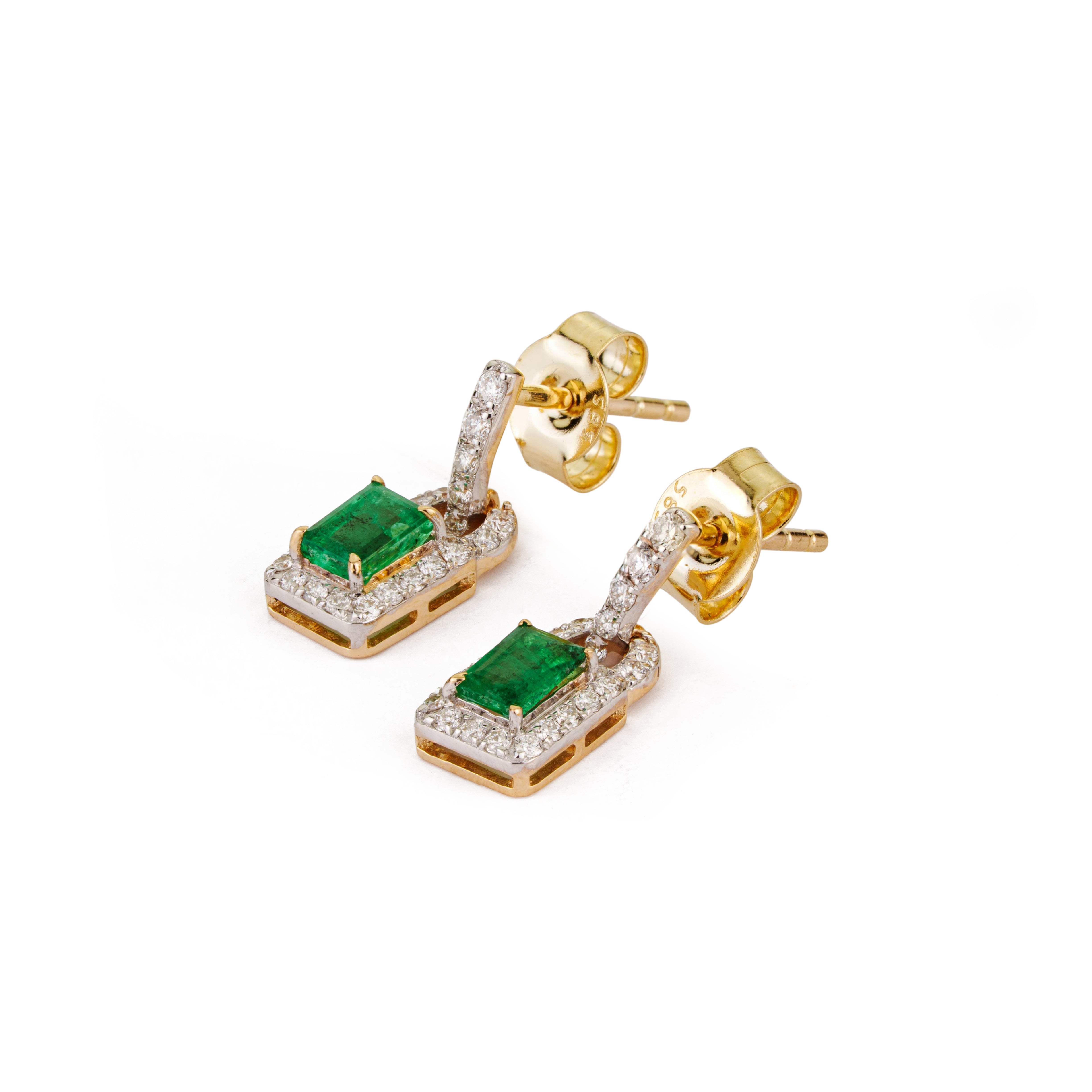 Emerald & Diamond stud Earring