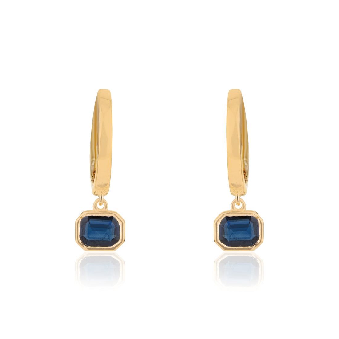 Blue Sapphire Hoop Earrings