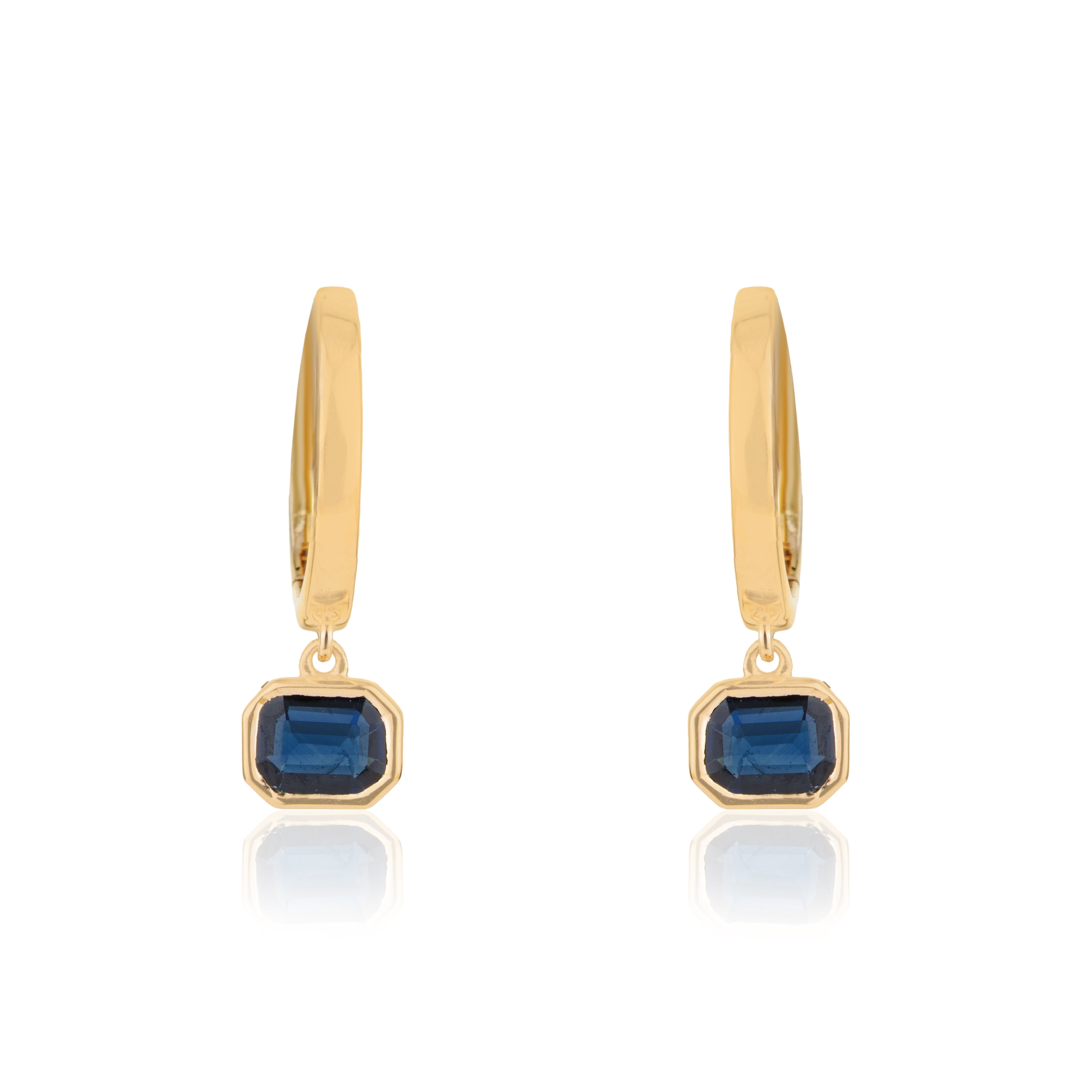 Blue Sapphire Hoop Earrings