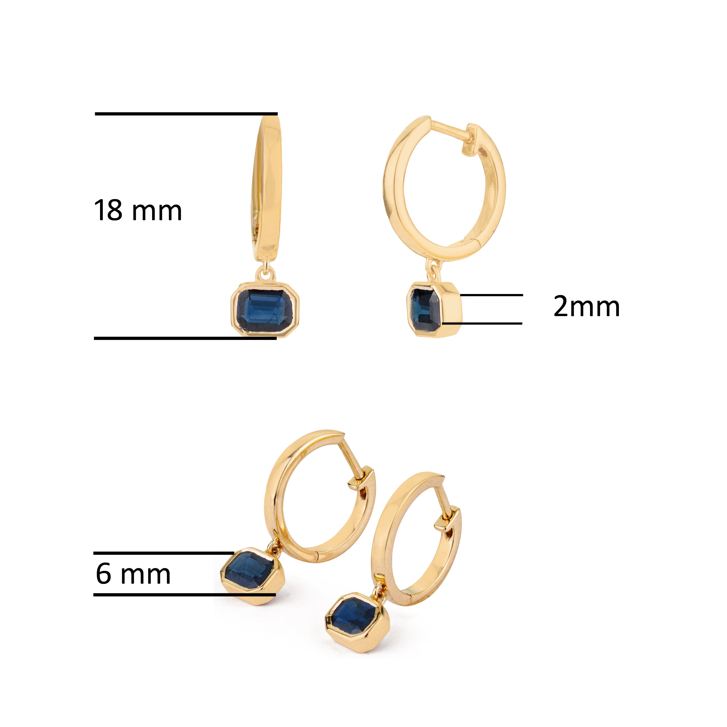 Blue Sapphire Hoop Earrings