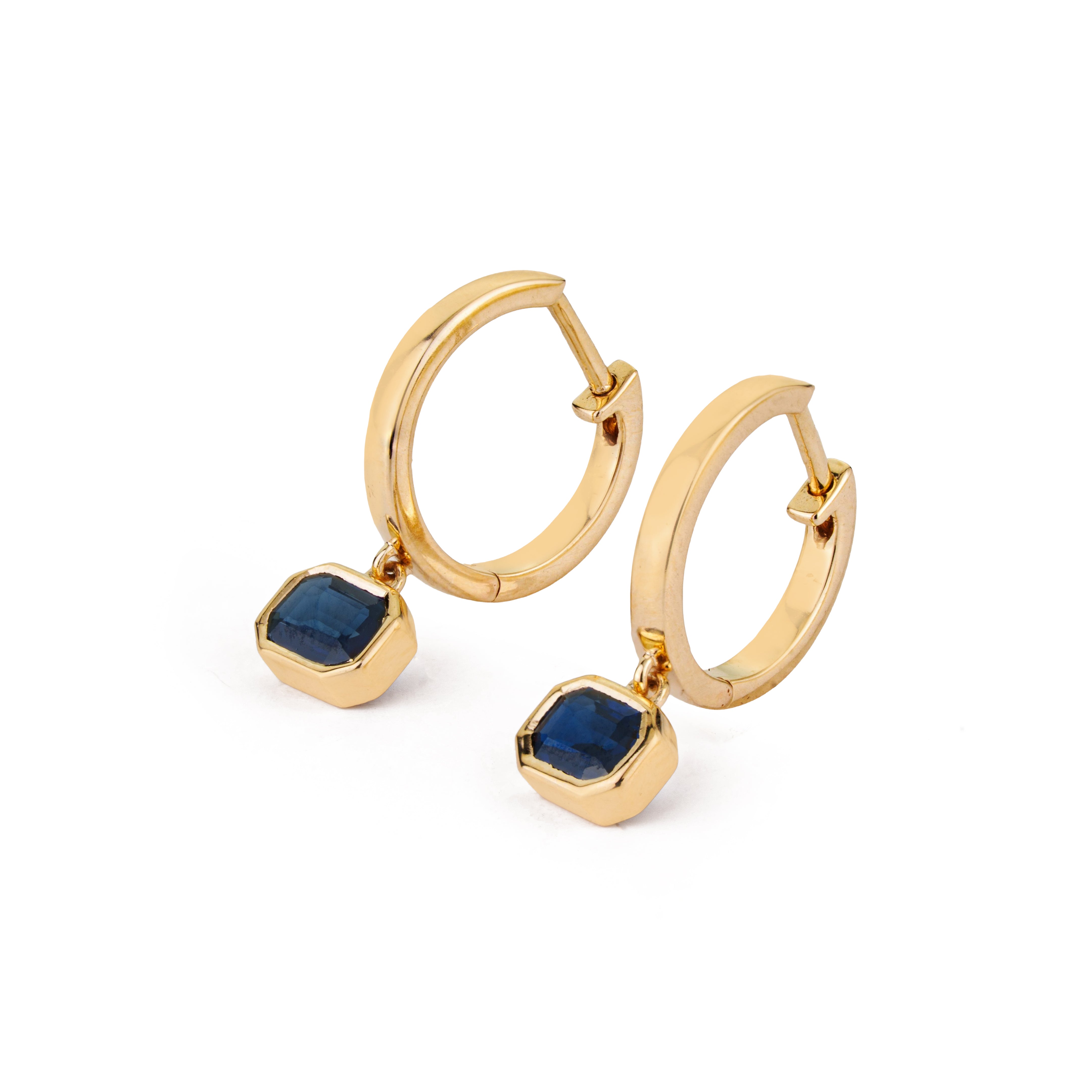 Blue Sapphire Hoop Earrings