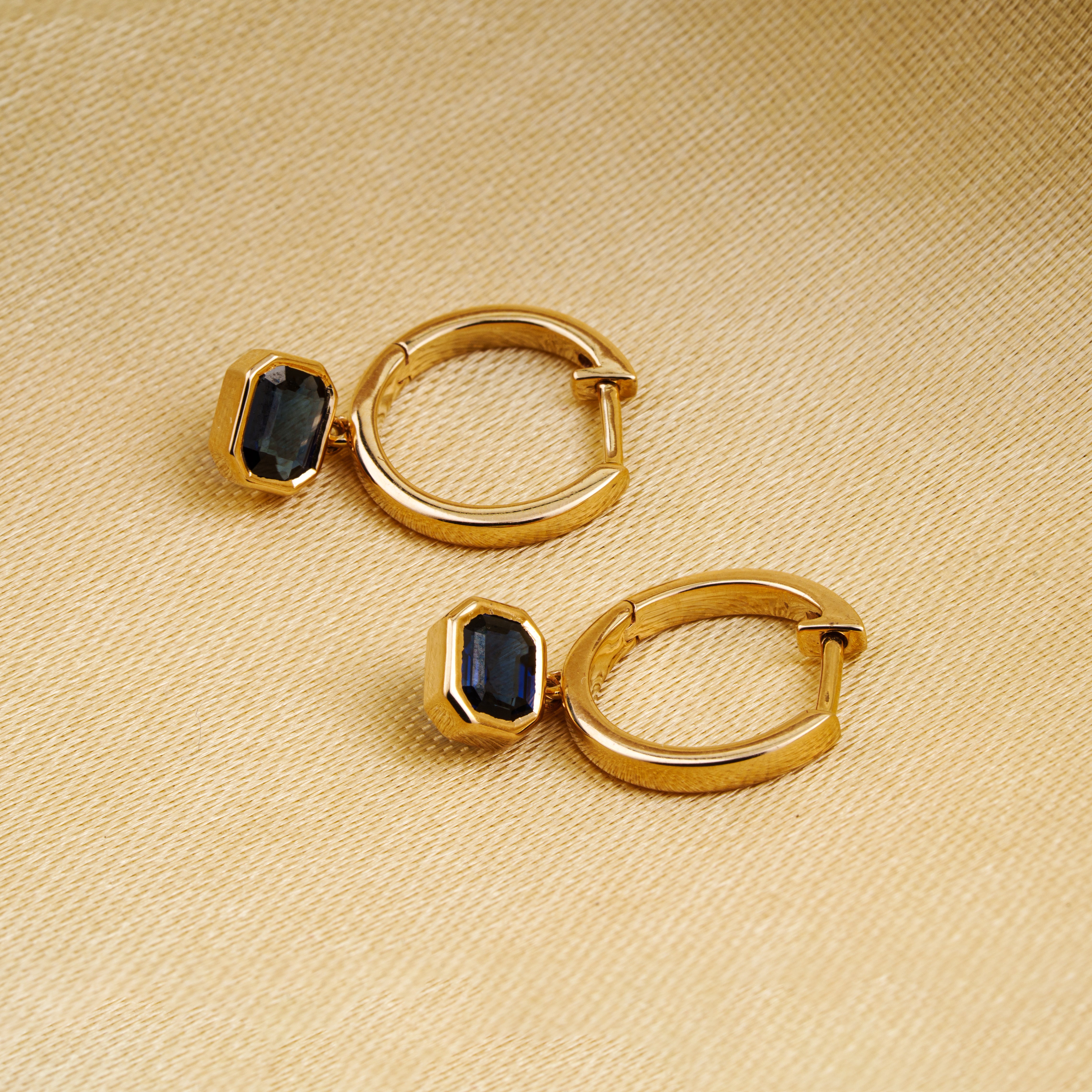 Blue Sapphire Hoop Earrings