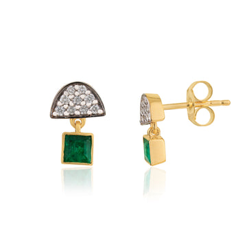 Emerald and Diamond Drop Earrings