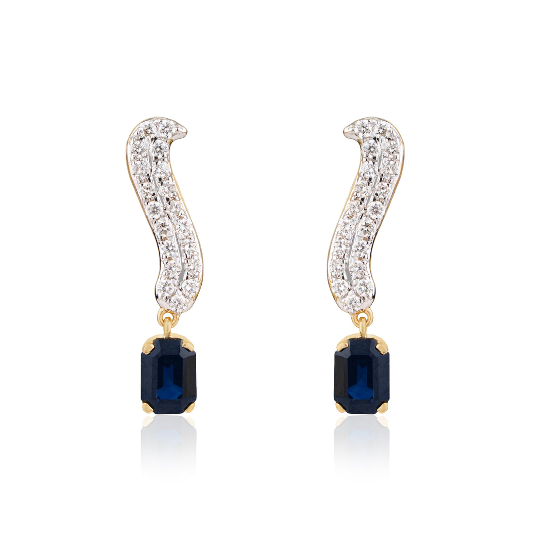 Blue Sapphire Drop Diamond Earrings