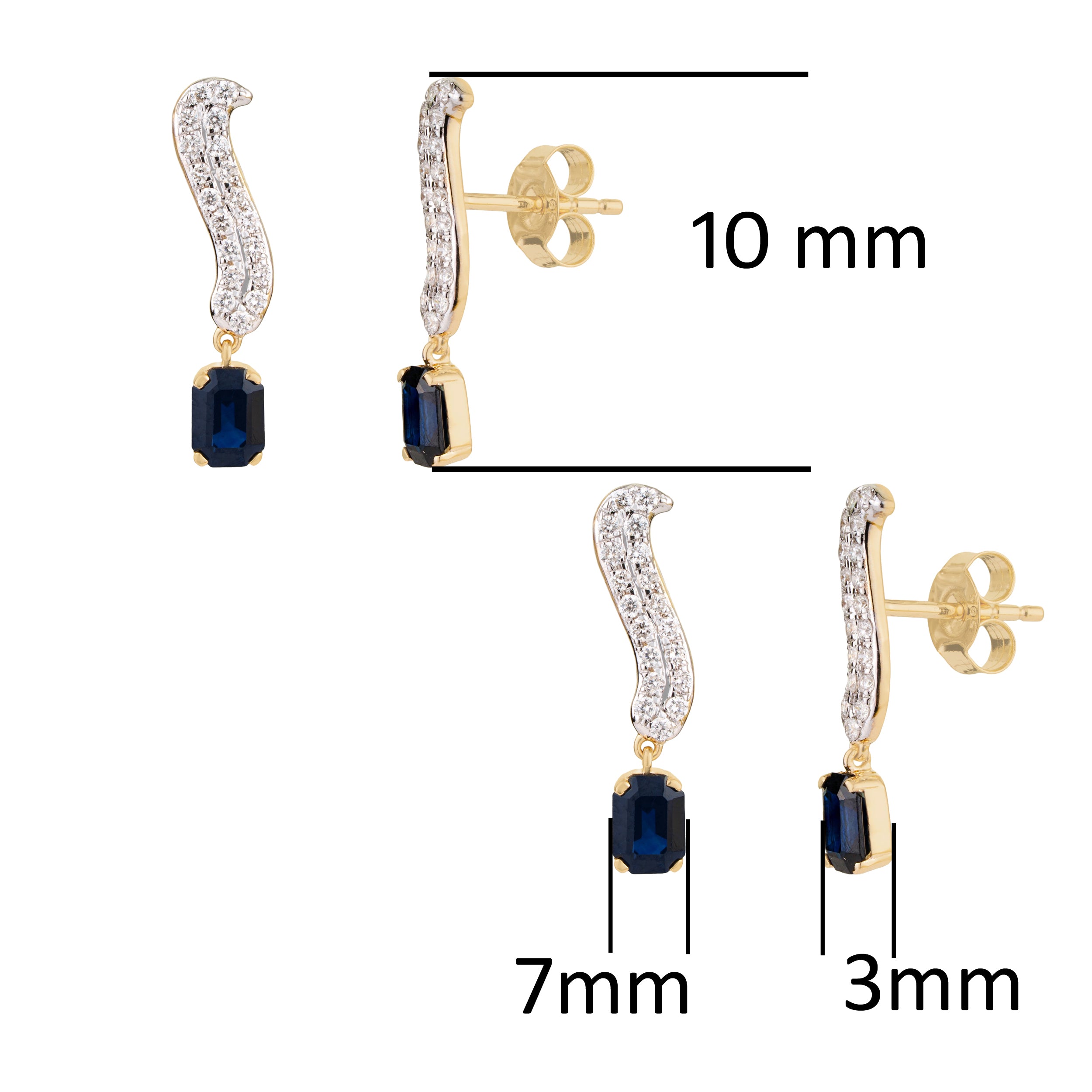 Blue Sapphire Drop Diamond Earrings