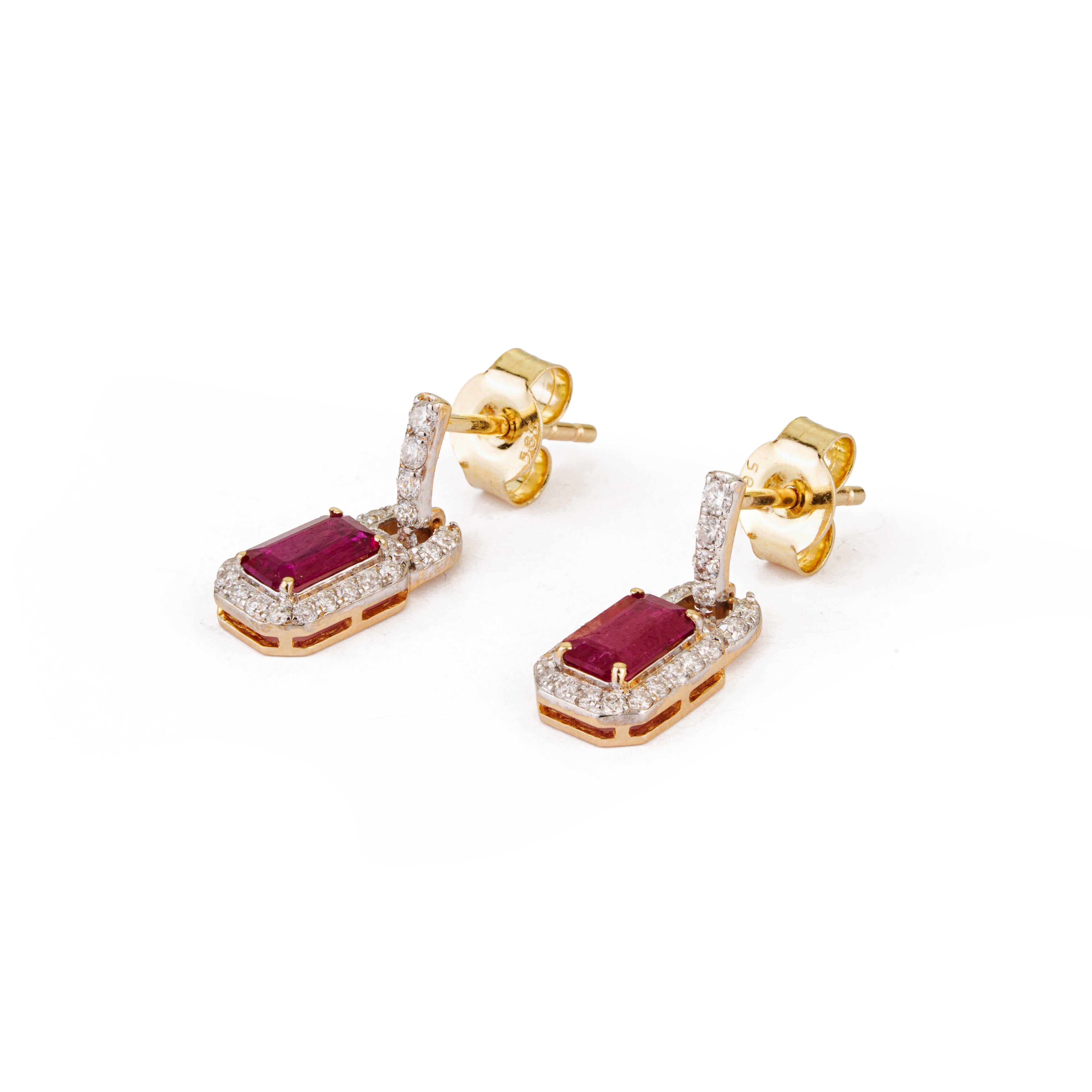 Ruby Diamond Lock Drop Earrings