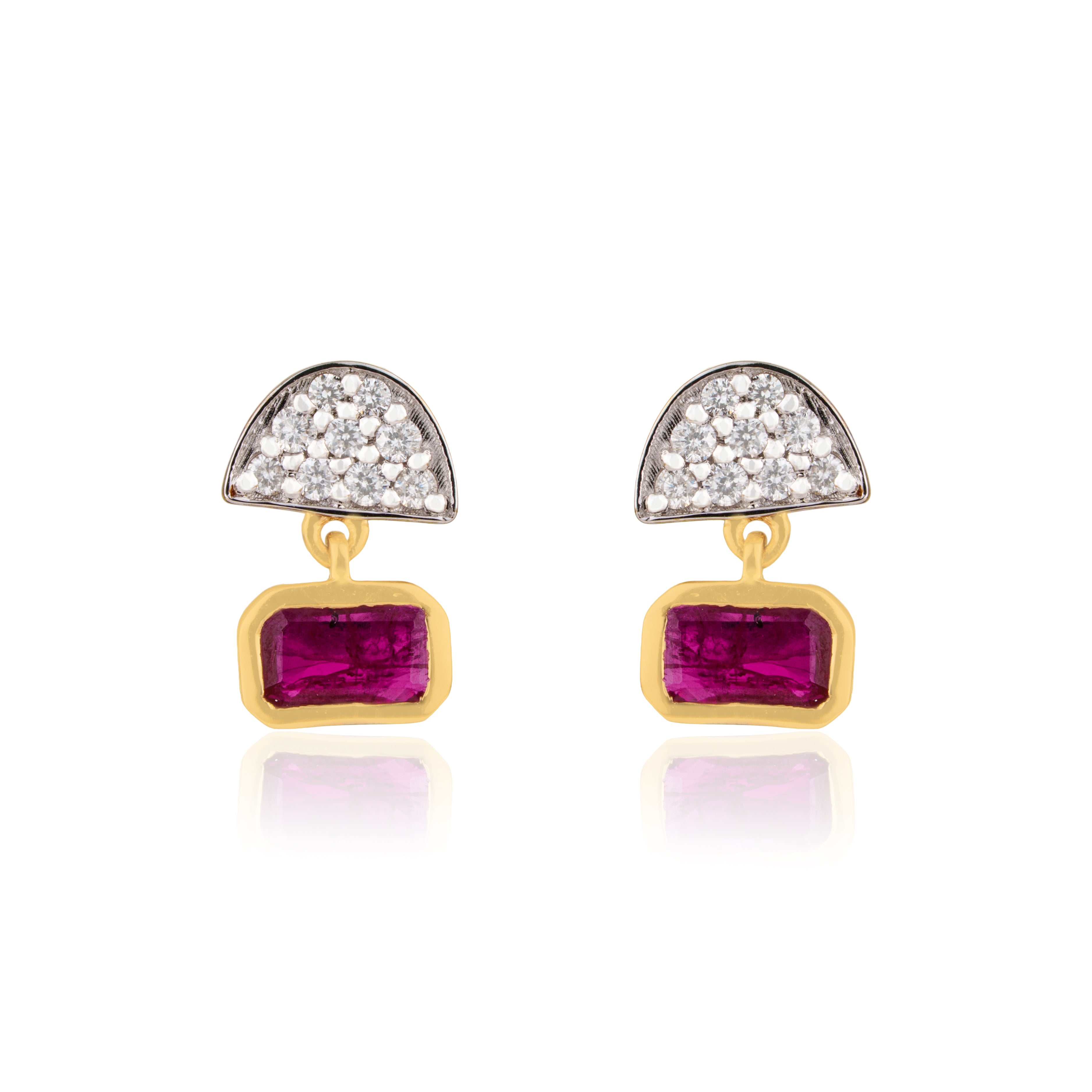 Ruby Diamond Drop Stud Earrings