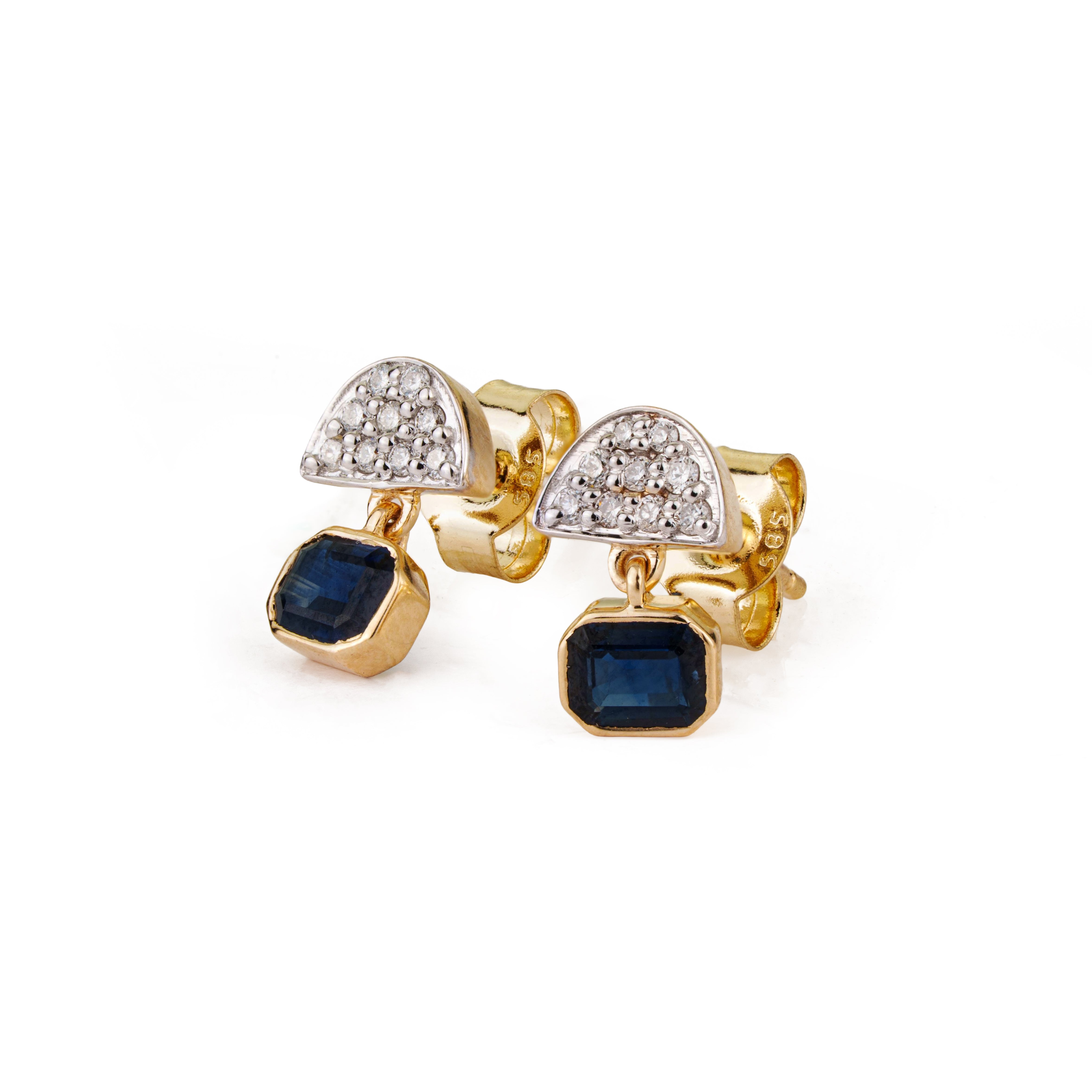 Blue Sapphire Diamond Drop Earring