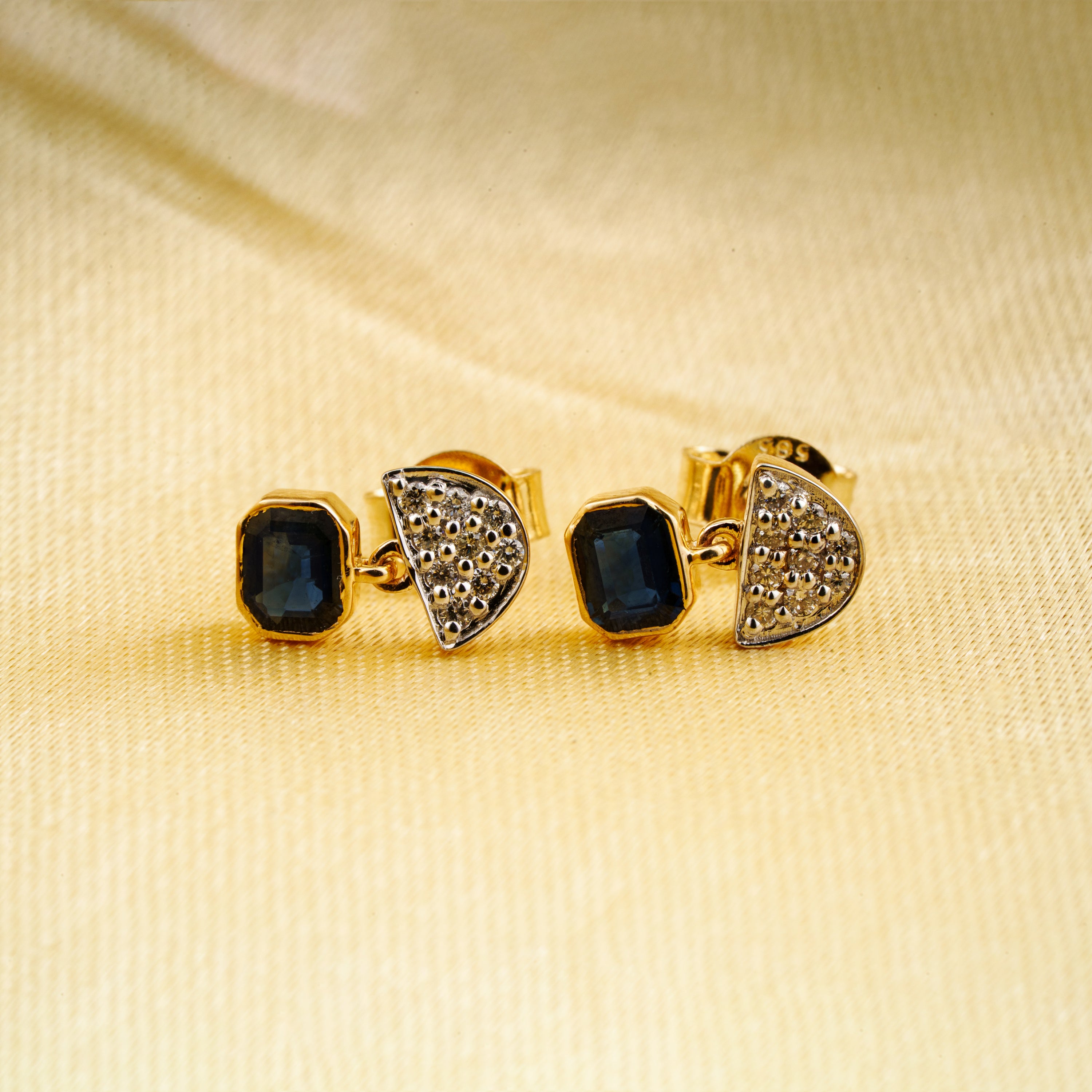 Blue Sapphire Diamond Drop Earring