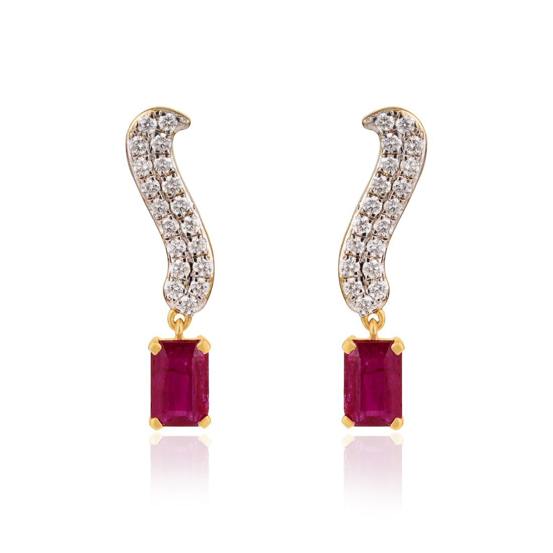 Ruby Drop Diamond Earrings