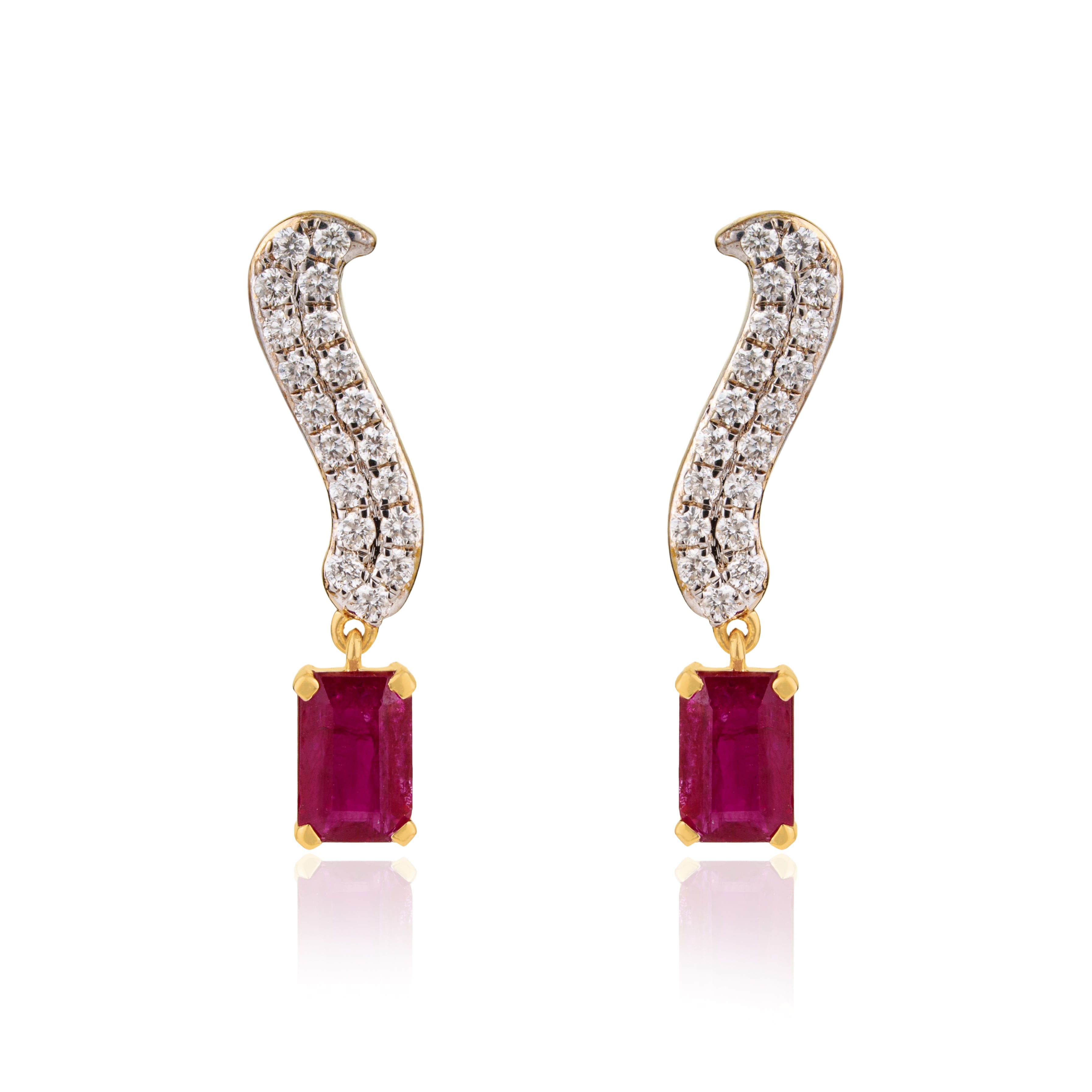 Ruby Drop Diamond Earrings