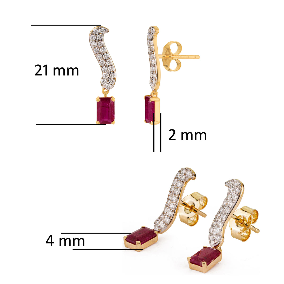 Ruby Drop Diamond Earrings